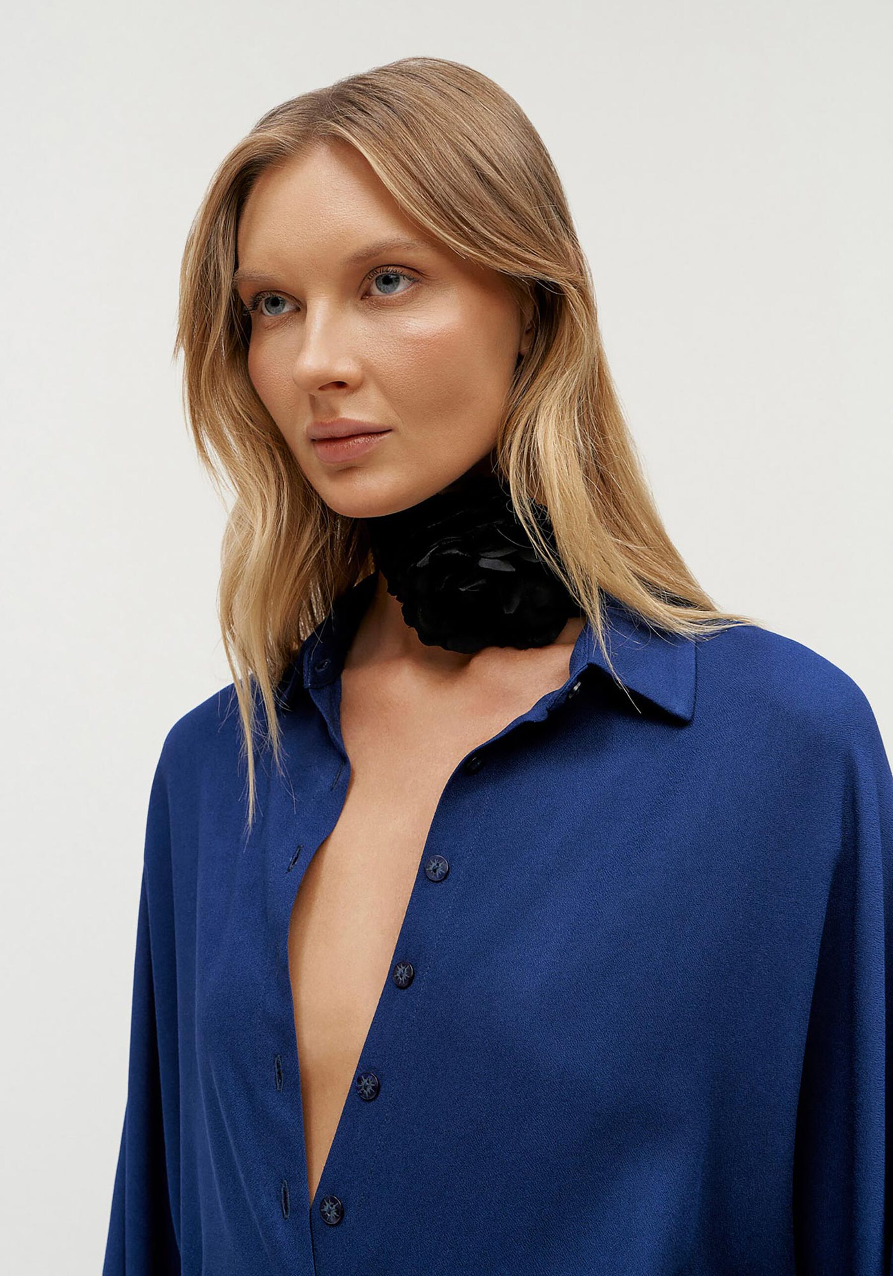 Camisa Manga Longa em Crepe, AZUL STARRY. Camisa Manga Longa em Crepe, AZUL STARRY, large.