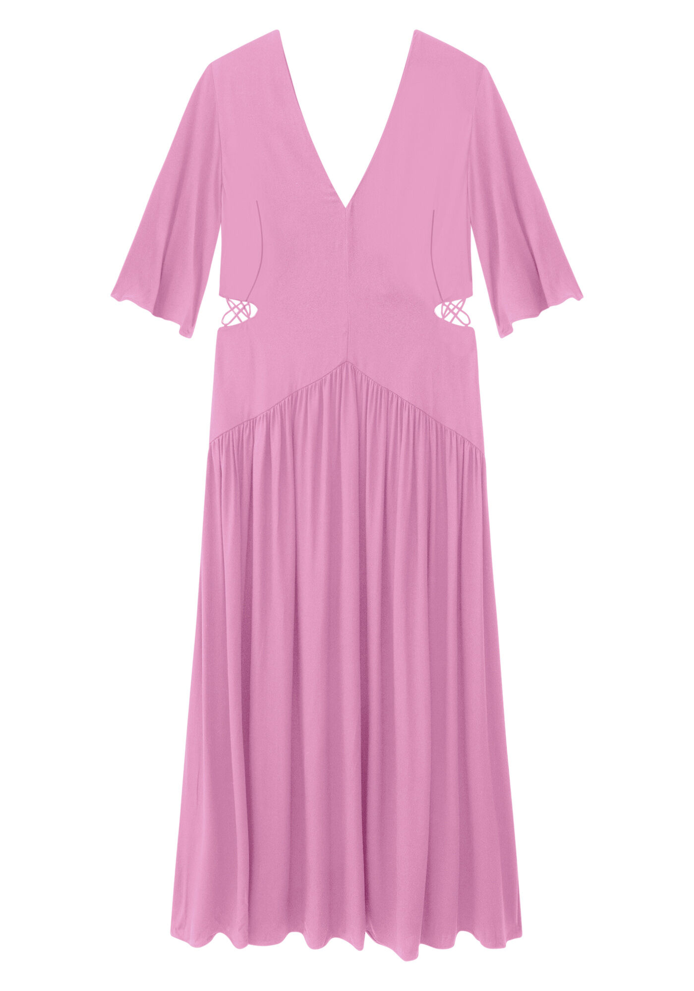 Vestido Midi em Viscose com Cut Out Amarra&ccedil;&atilde;o, , large.