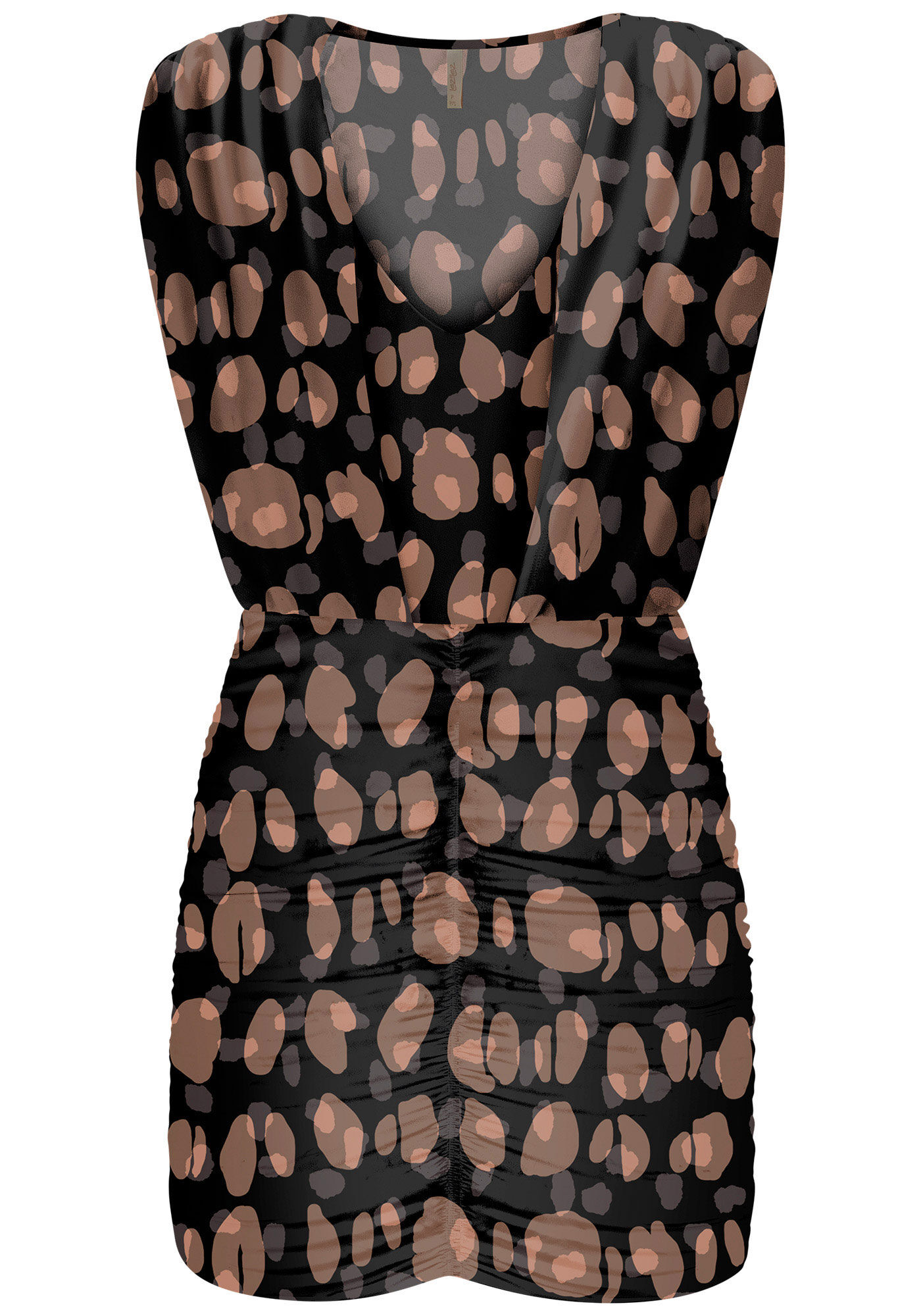 Vestido Curto Estampado com Franzido, , large.