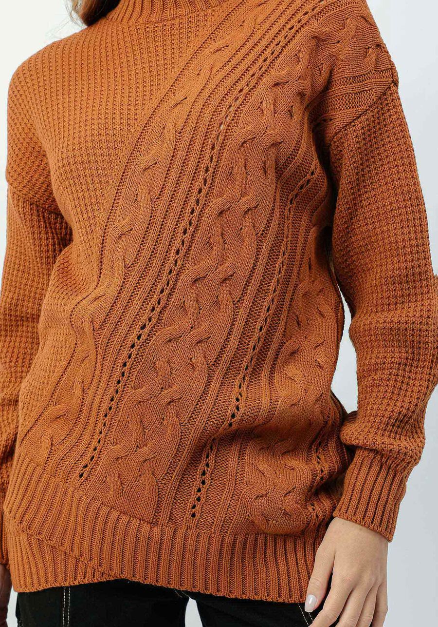 Blusão em Tricô Texturizado com Barra Transpassada, . Blusão em Tricô Texturizado com Barra Transpassada, , large.