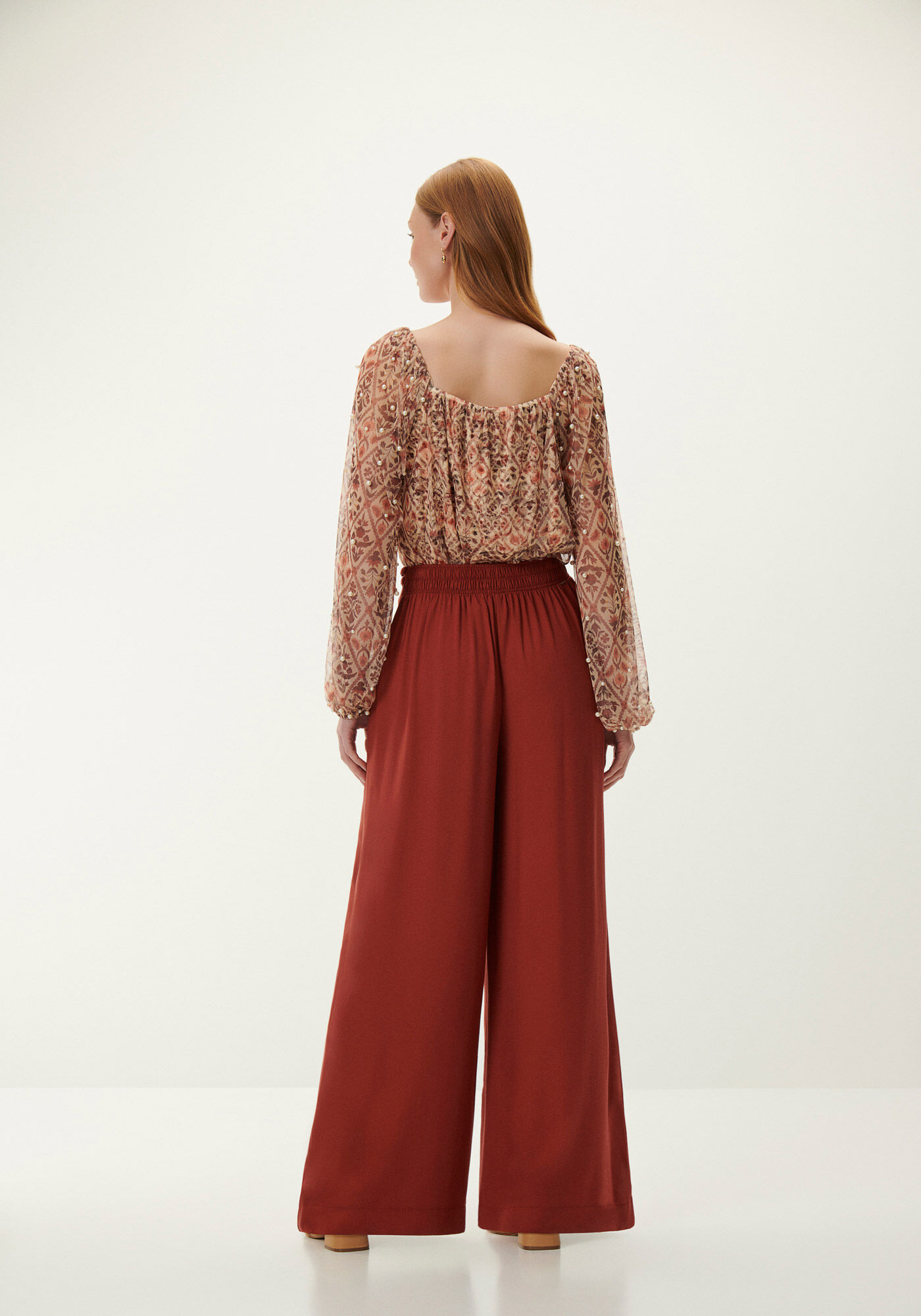 Cal&ccedil;a Pantalona em Crepe com Detalhe C&oacute;s, , large.