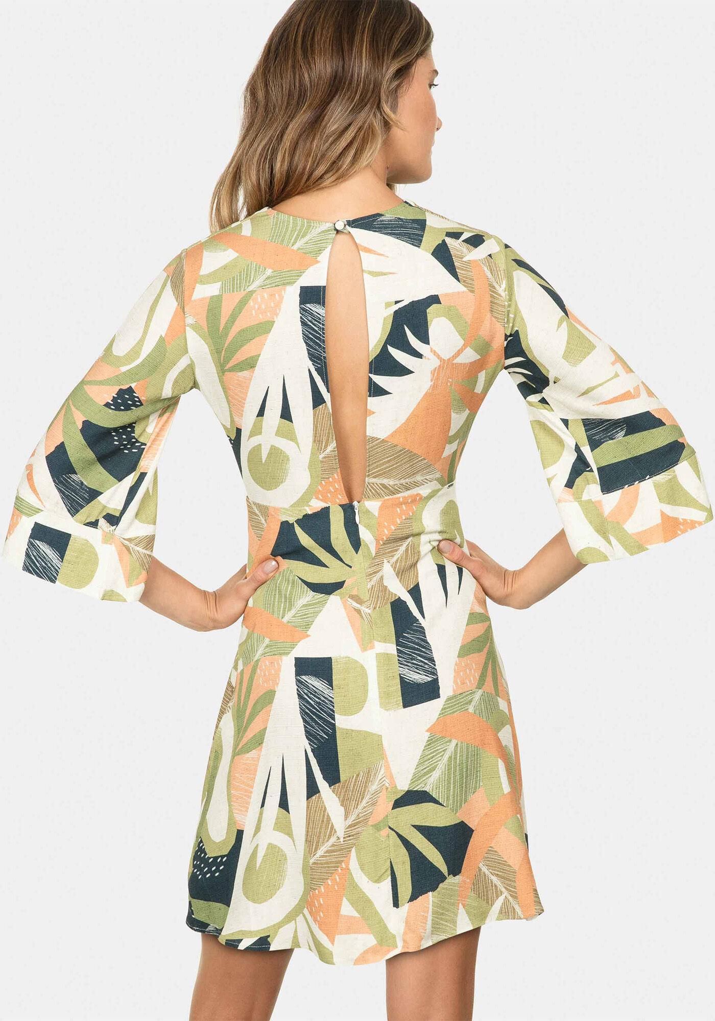 Vestido Manga 3/4 Estampa, , large.