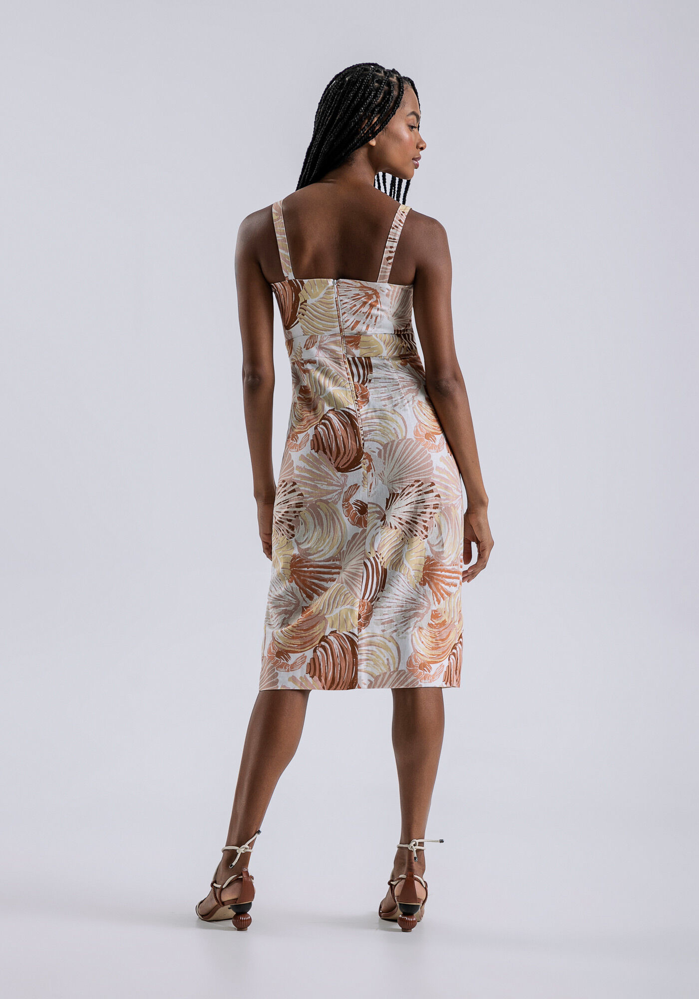 Vestido Midi Linho com Recorte Busto, , large.