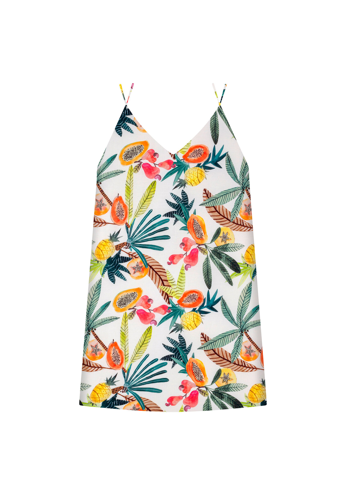 Vestido com Al&ccedil;as Decote V Estampa, , large.