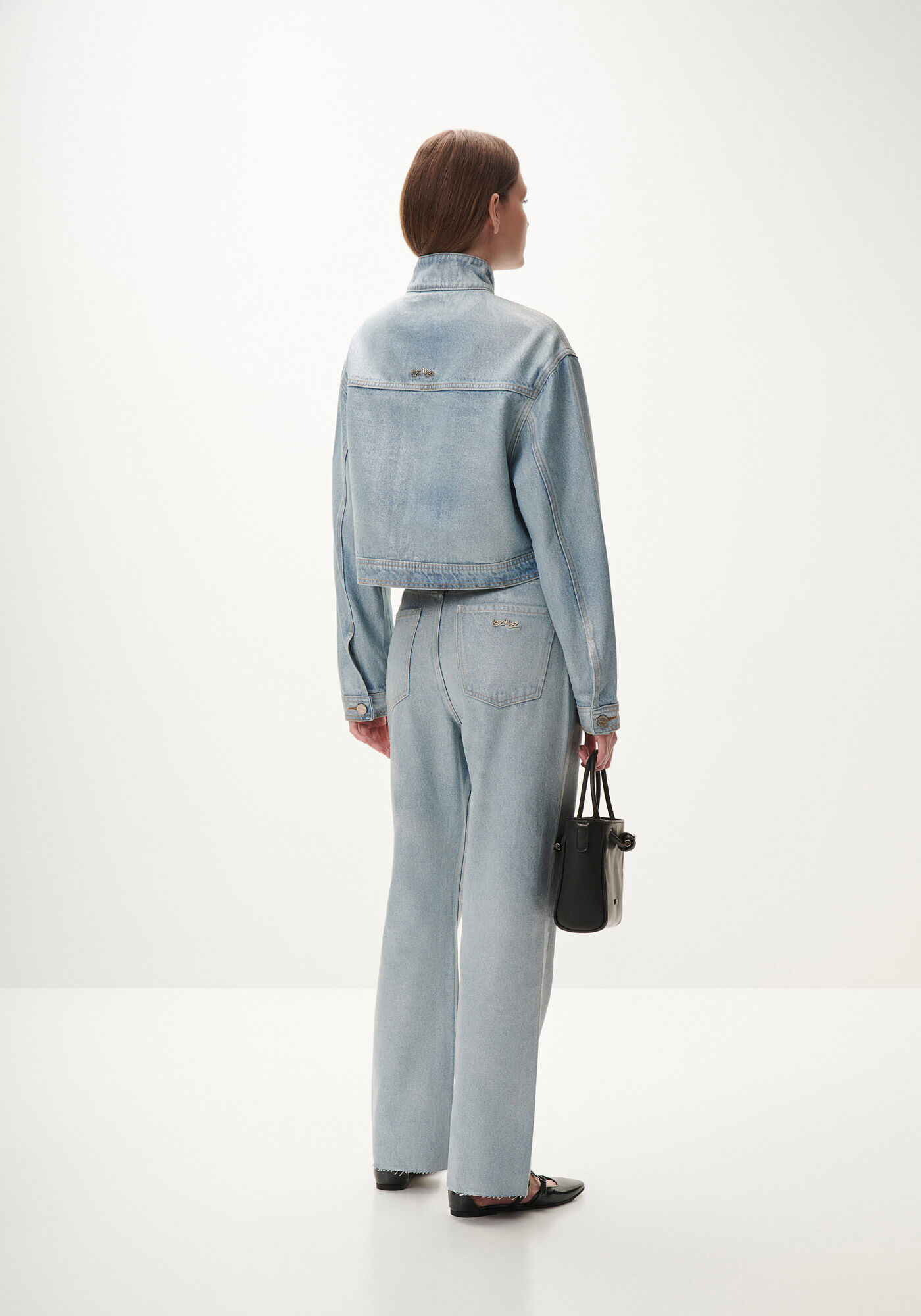 Jaqueta Jeans Cropped com Gola Alta, , large.