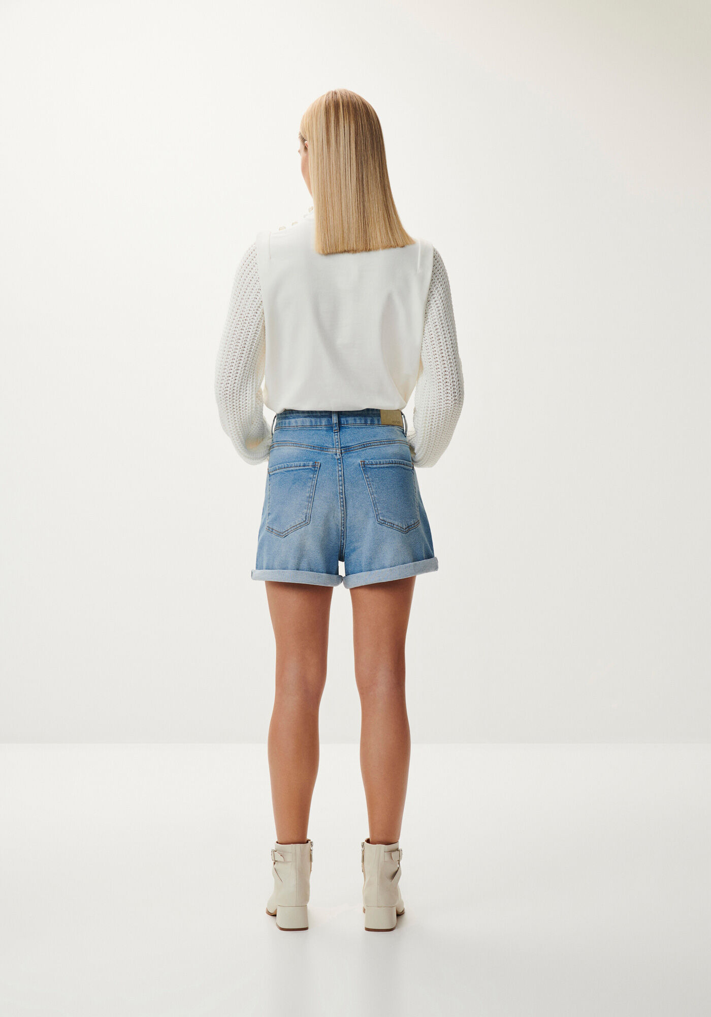 Shorts Jeans Mom Super Alto com Elasticidade, JEANS CLARO, large.