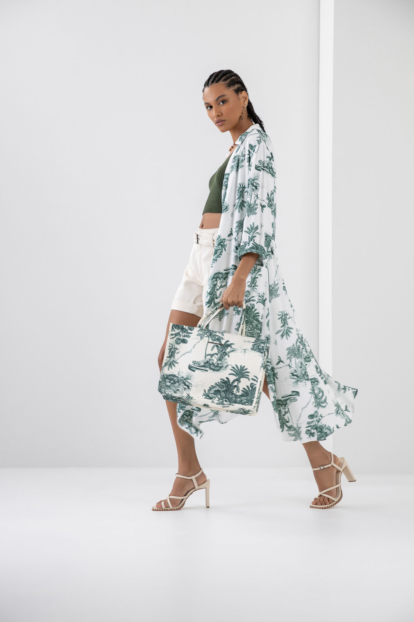 Vestido Midi Chemise Estampado com Cinto, , large.