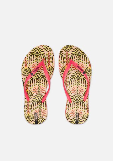 Chinelo De Tiras Finas Estampado, TROPICALIA BEGE. Chinelo De Tiras Finas Estampado, TROPICALIA BEGE, large.