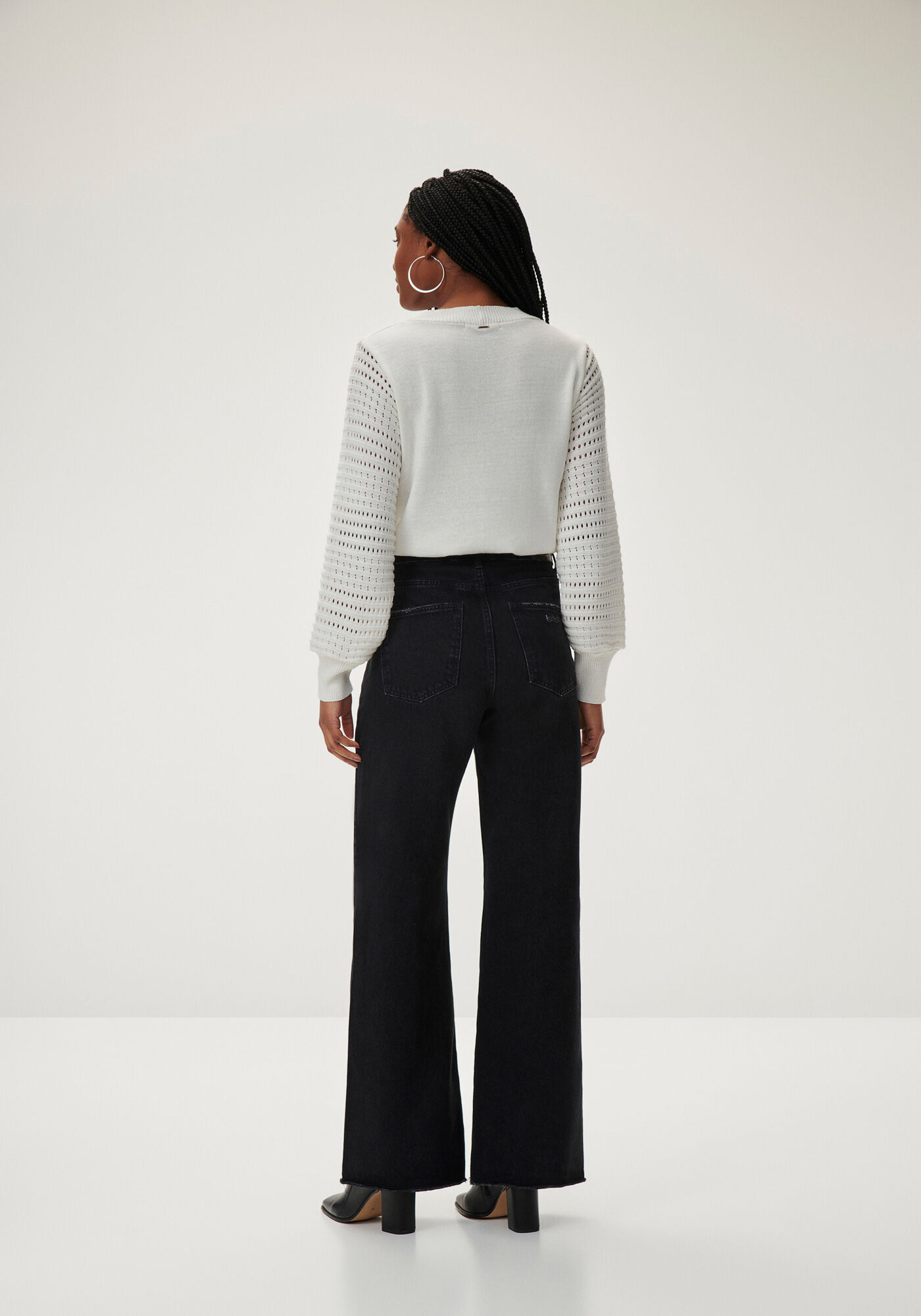 Blus&atilde;o Estampado em Tric&ocirc; com Mangas Bufantes, , large.