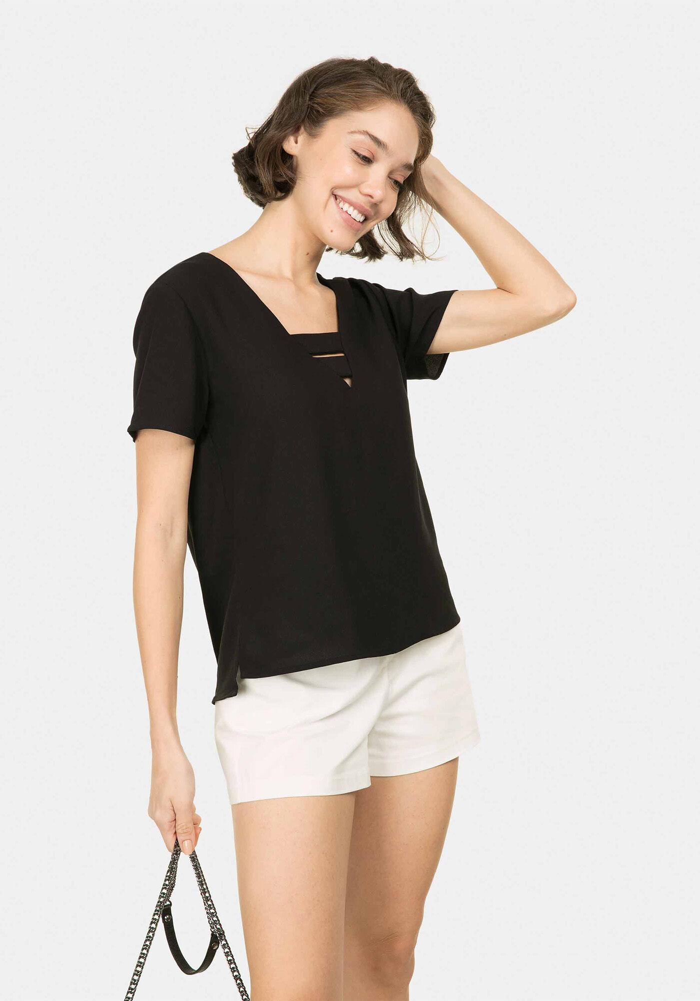 Blusa Decote V Detalhe, , large.