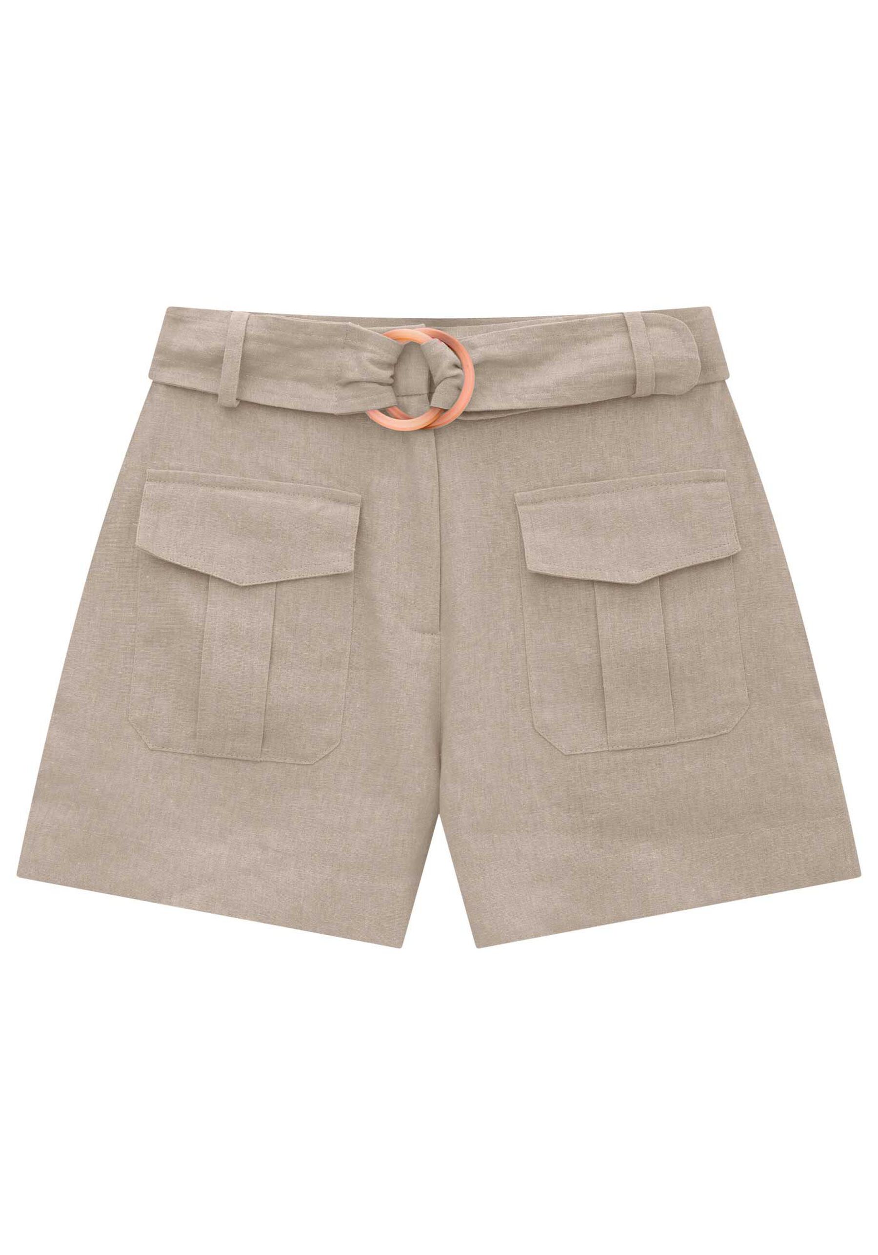 Shorts Cintura Alta Linho com Bolso Utilitário, . Shorts Cintura Alta Linho com Bolso Utilitário, , large.
