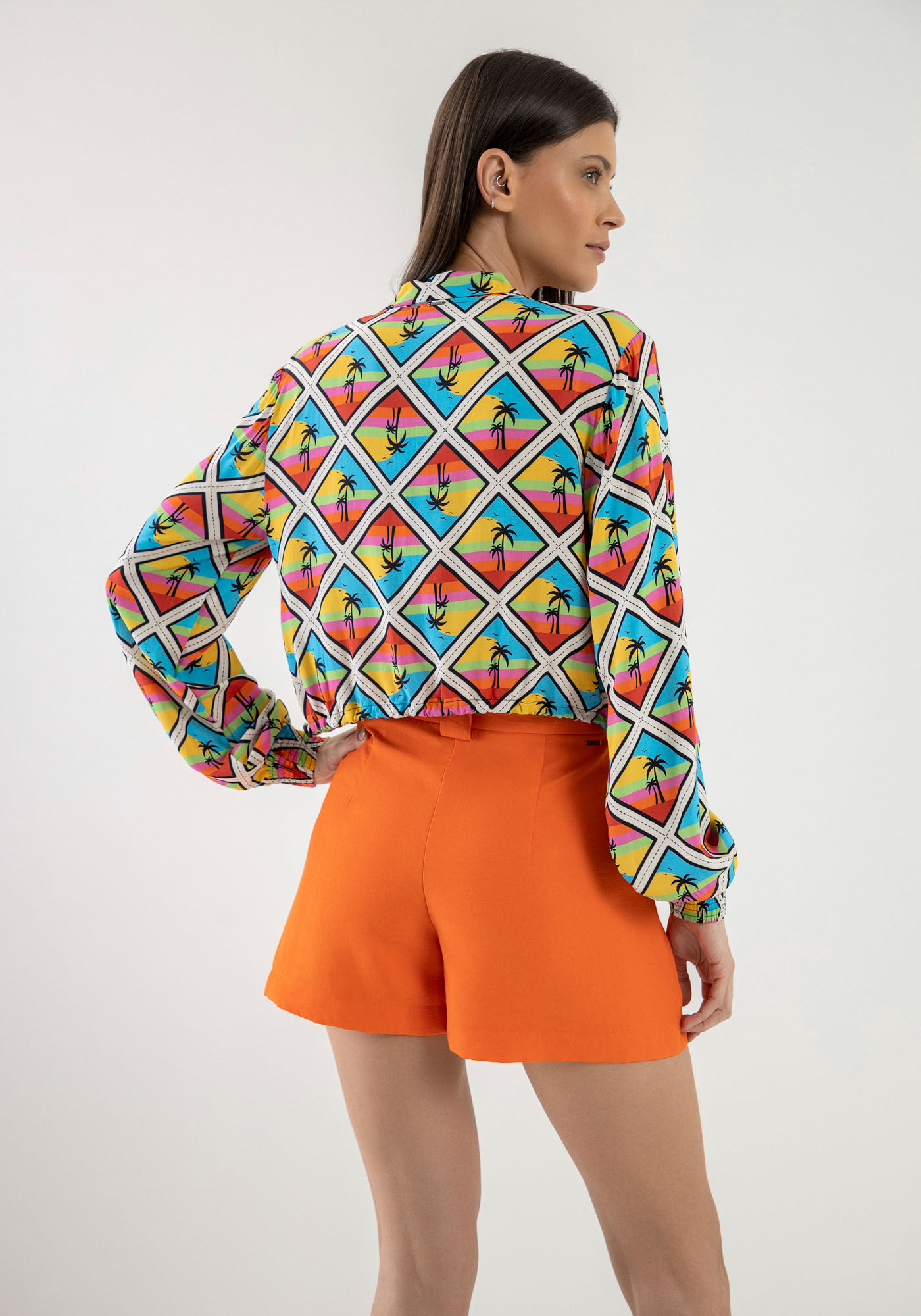 Camisa Manga Longa Cropped com Regulador, SOLSTICIO, large.