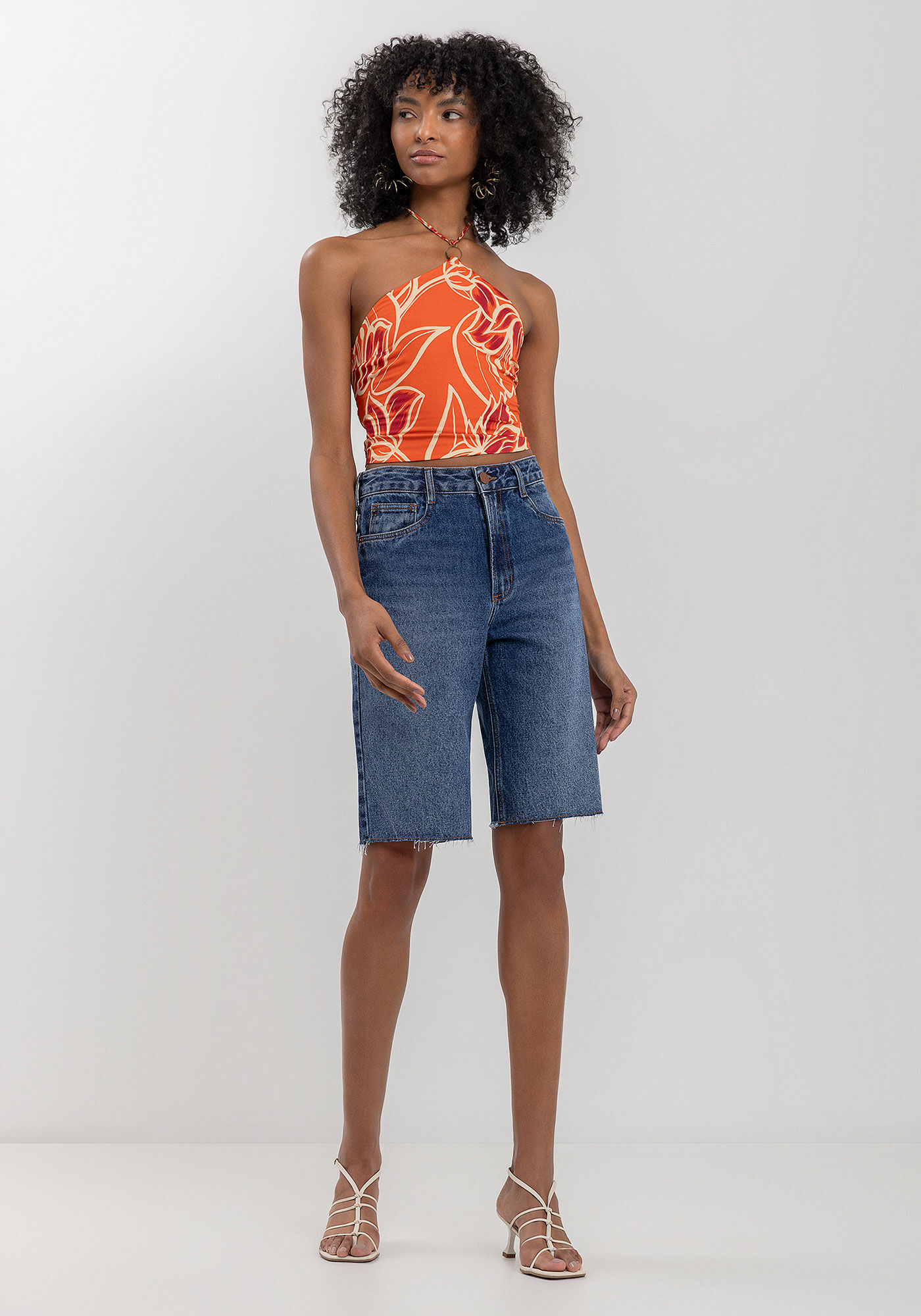 Blusa Cropped Estampada Em Viscose Com Amarra&ccedil;&atilde;o, , large.