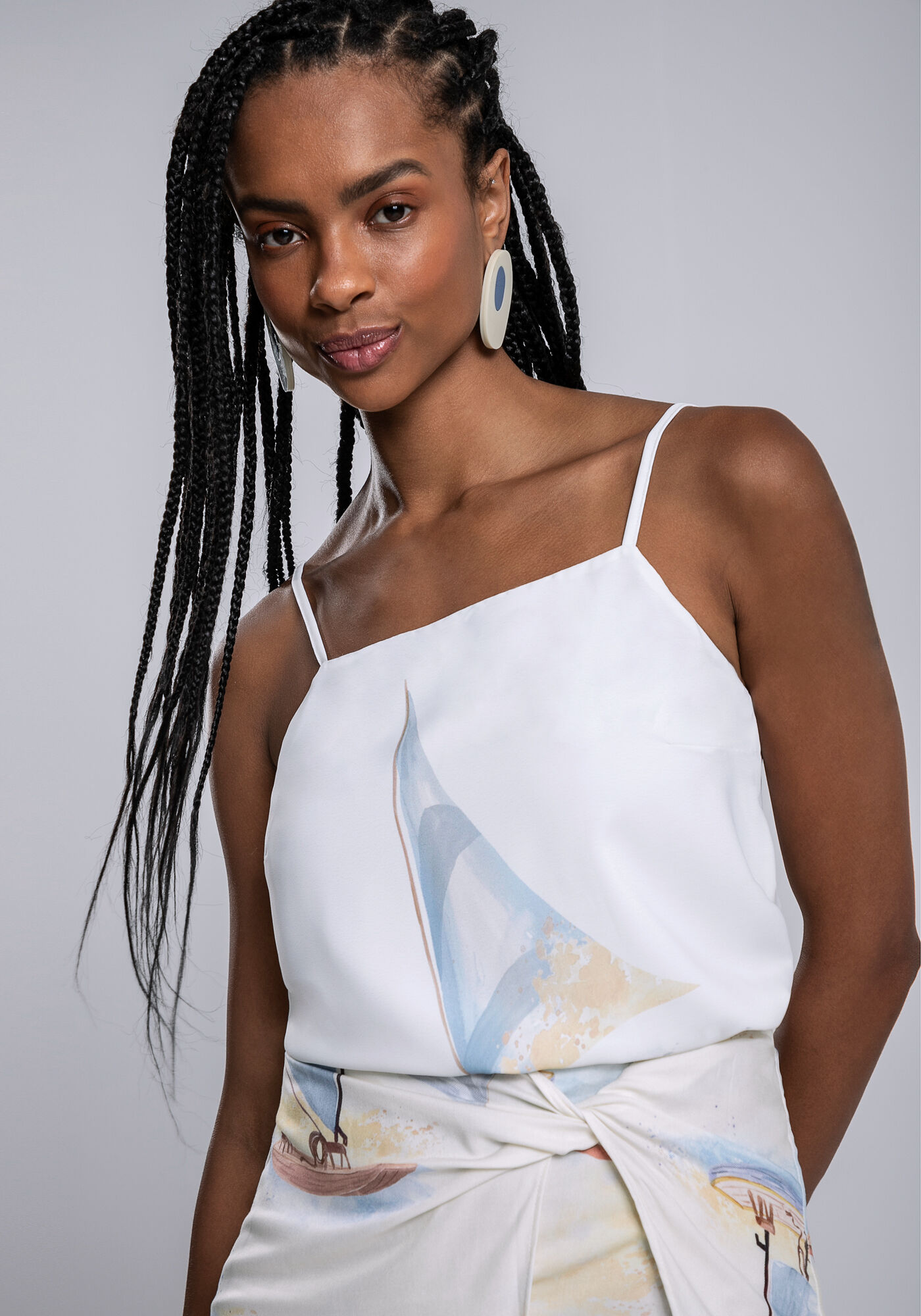 Blusa com Al&ccedil;as em Tecido Plano com Decote Reto, MARACAIPE, large.