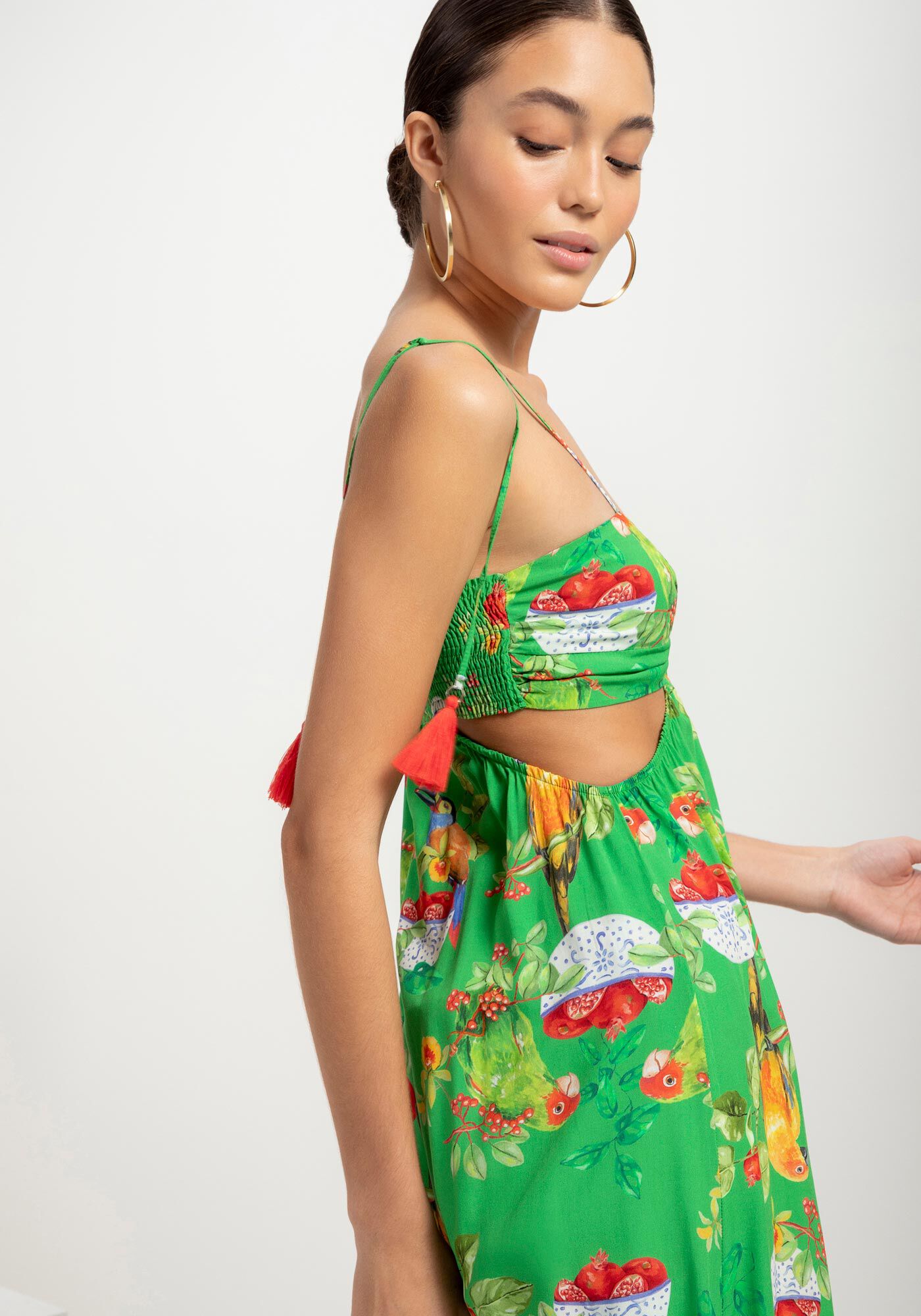 Blusa Alongada com Abertura Estampada, , large.