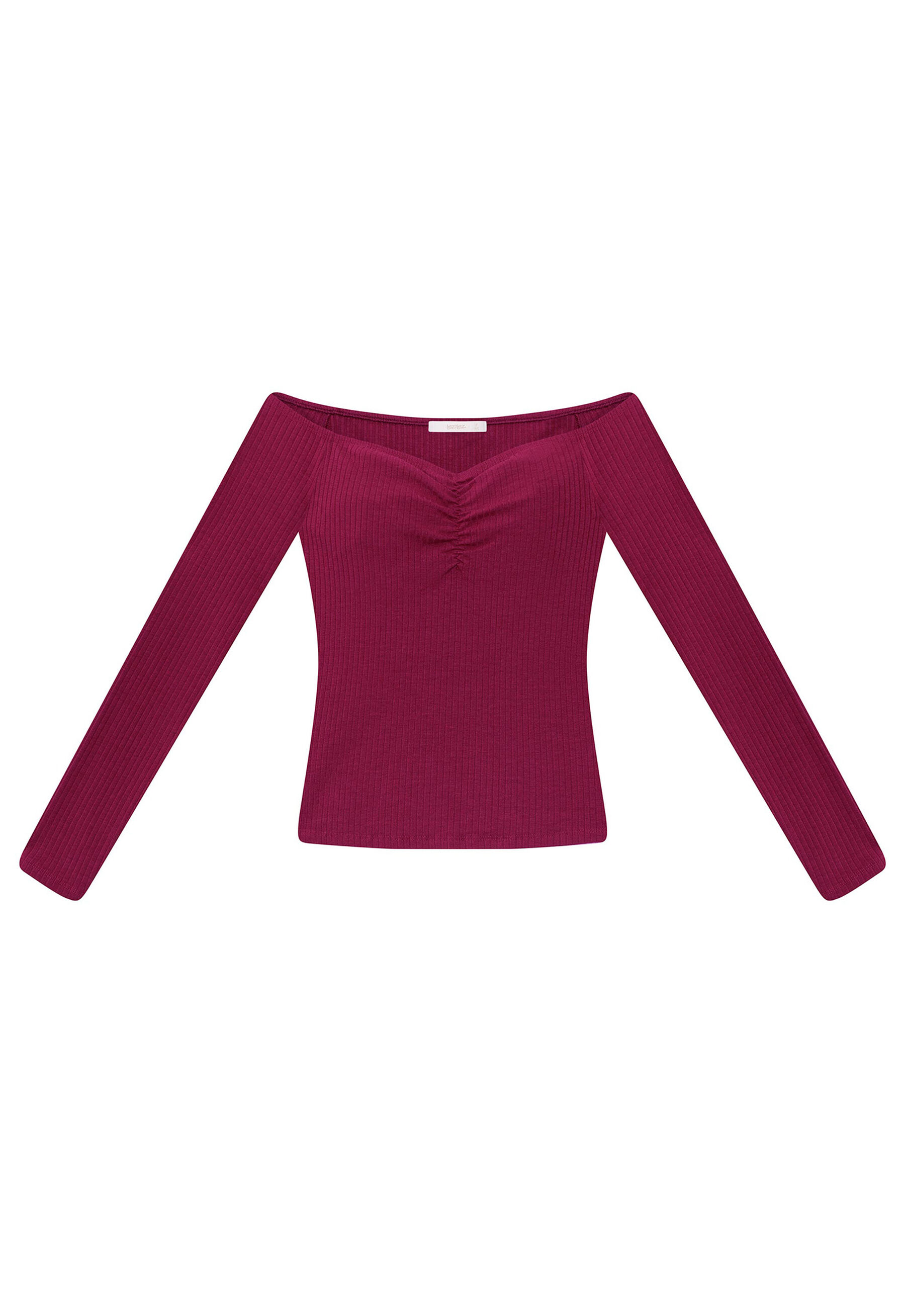 Blusa Manga Longa Ombro a Ombro, BORDO. Blusa Manga Longa Ombro a Ombro, BORDO, large.