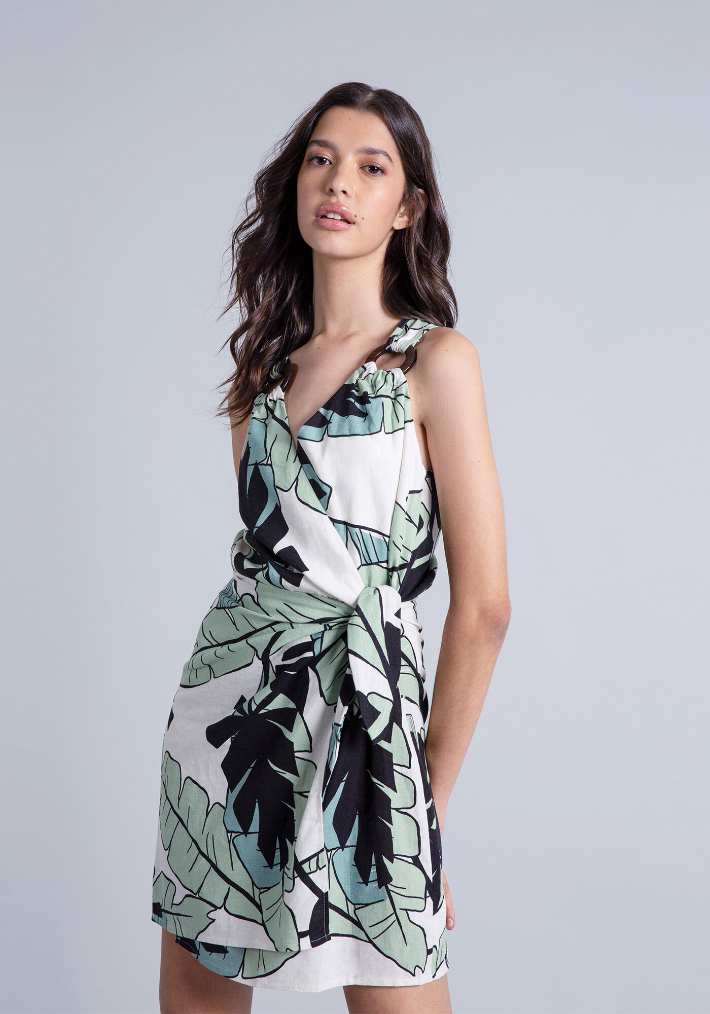 Vestido Curto Transpassado Argolas, , large.