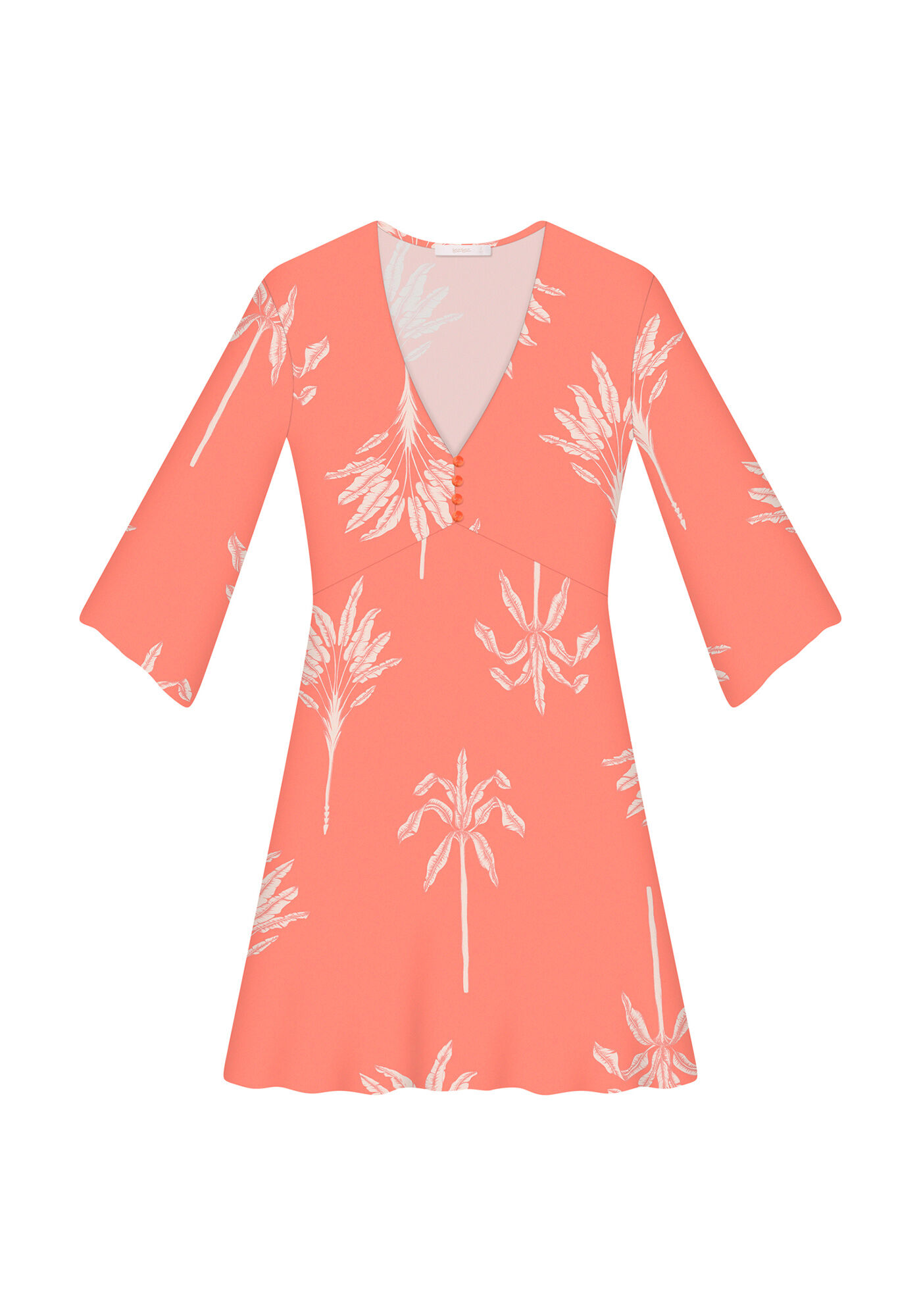 Vestido Manga 3/4 Bot&otilde;es Estampa, , large.