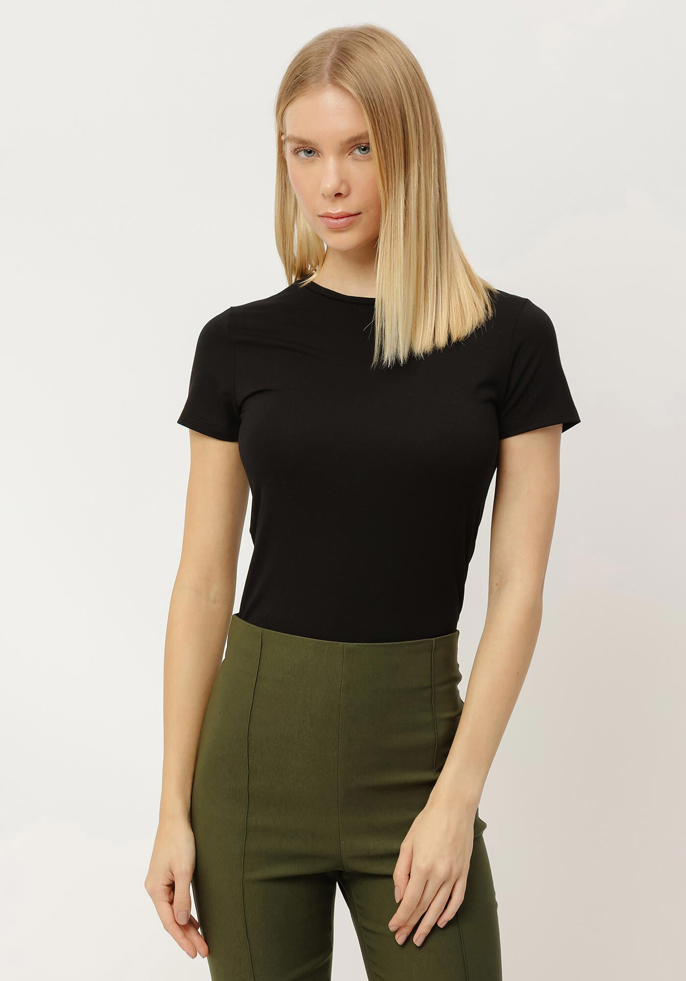 Blusa Manga Curta em Malha Modal Cropped, , large.