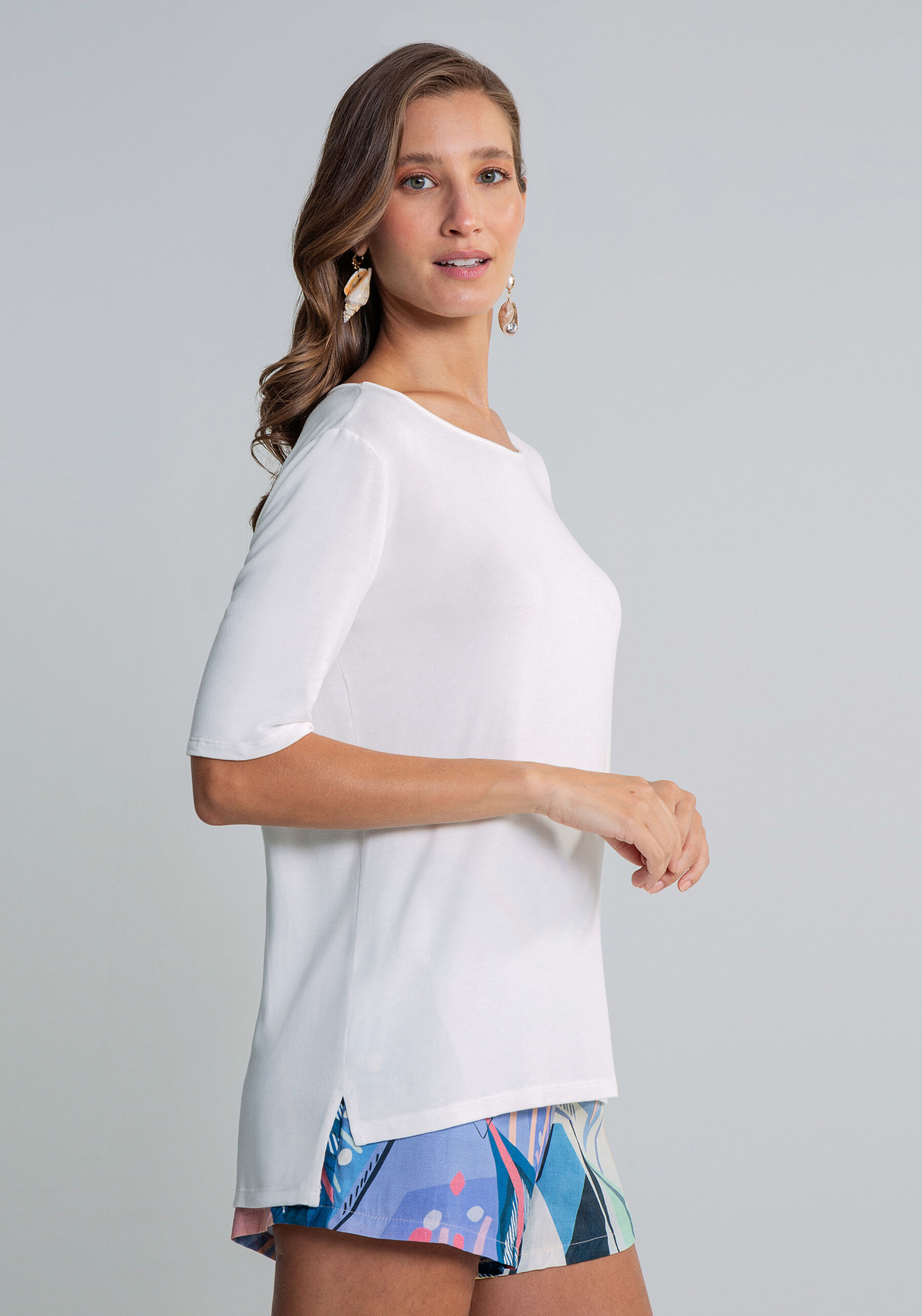 Blusa Manga Curta Básica Ampla, . Blusa Manga Curta Básica Ampla, , large.