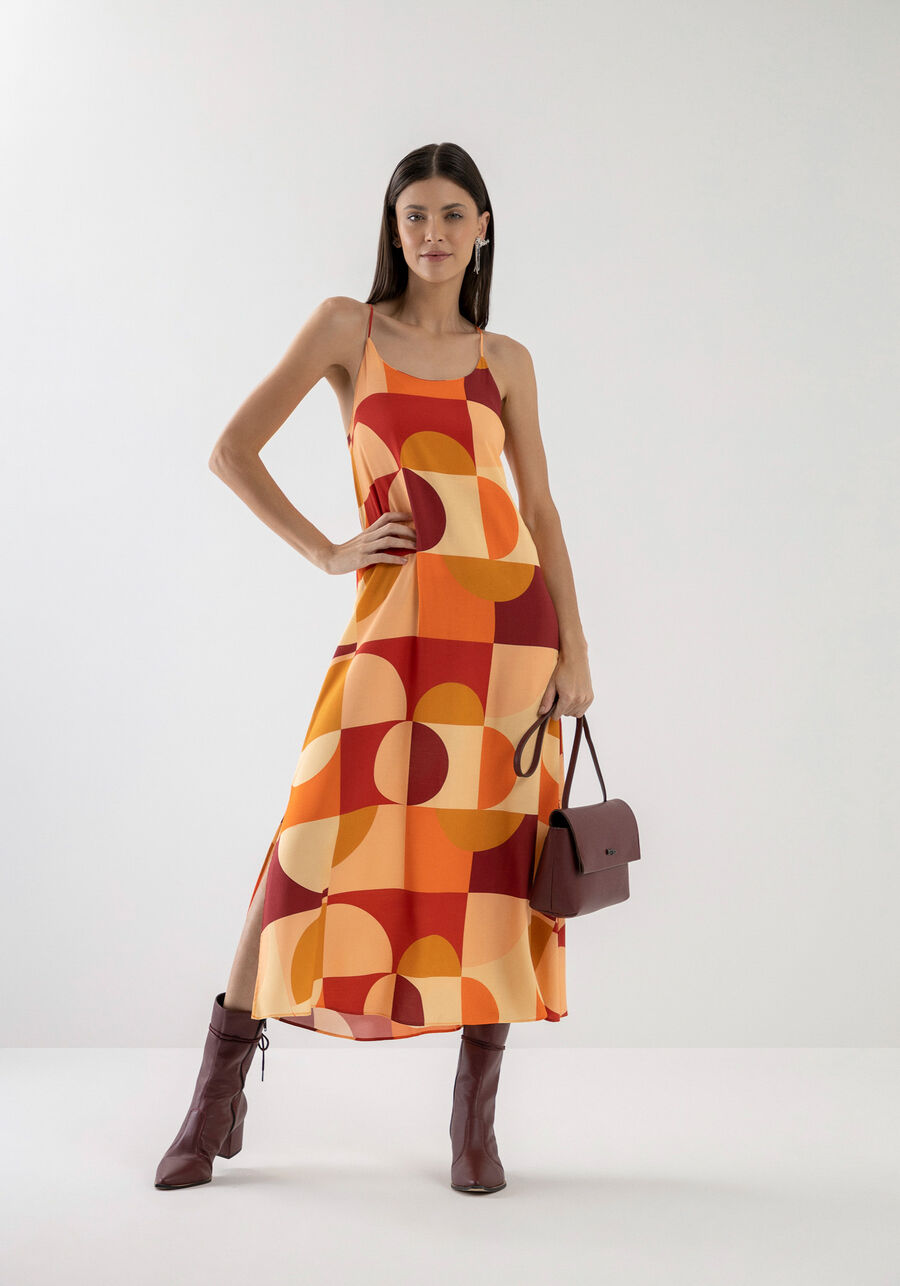 Vestido Midi com Alças em Viscose Estampado, . Vestido Midi com Alças em Viscose Estampado, , large.