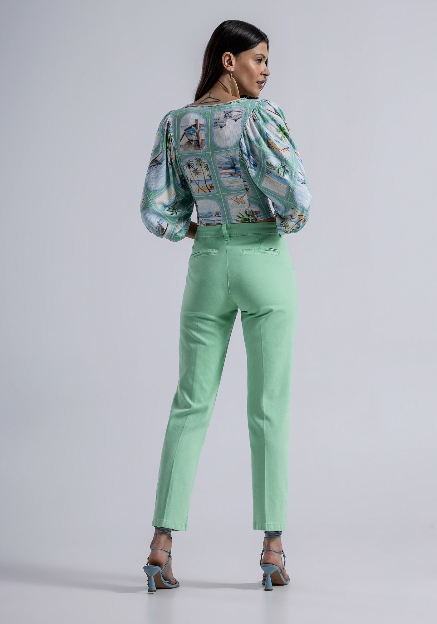 Blusa Cropped em Malha com Franzido Mangas, , large.