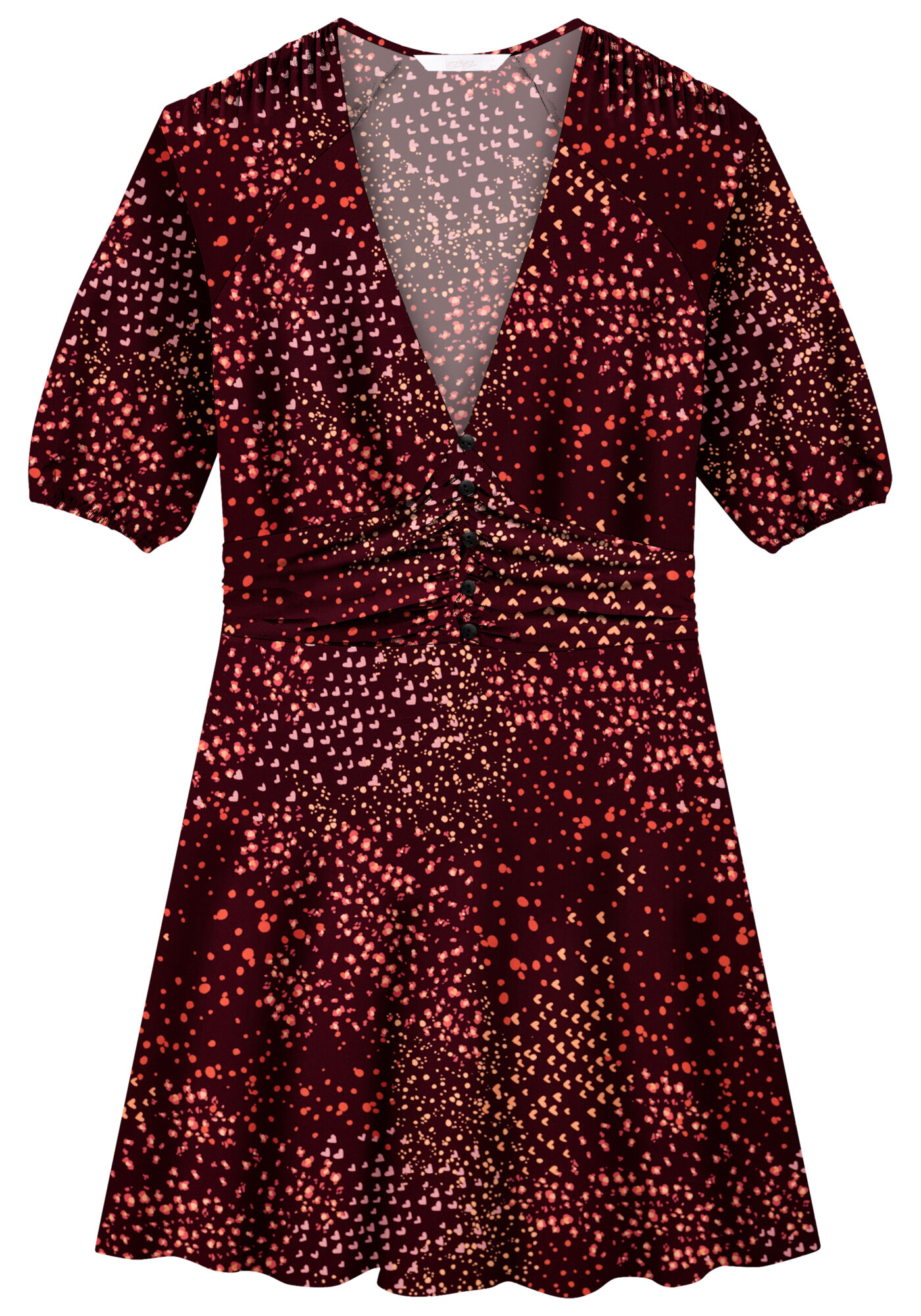 Vestido Curto em Viscose com Bot&otilde;es, , large.