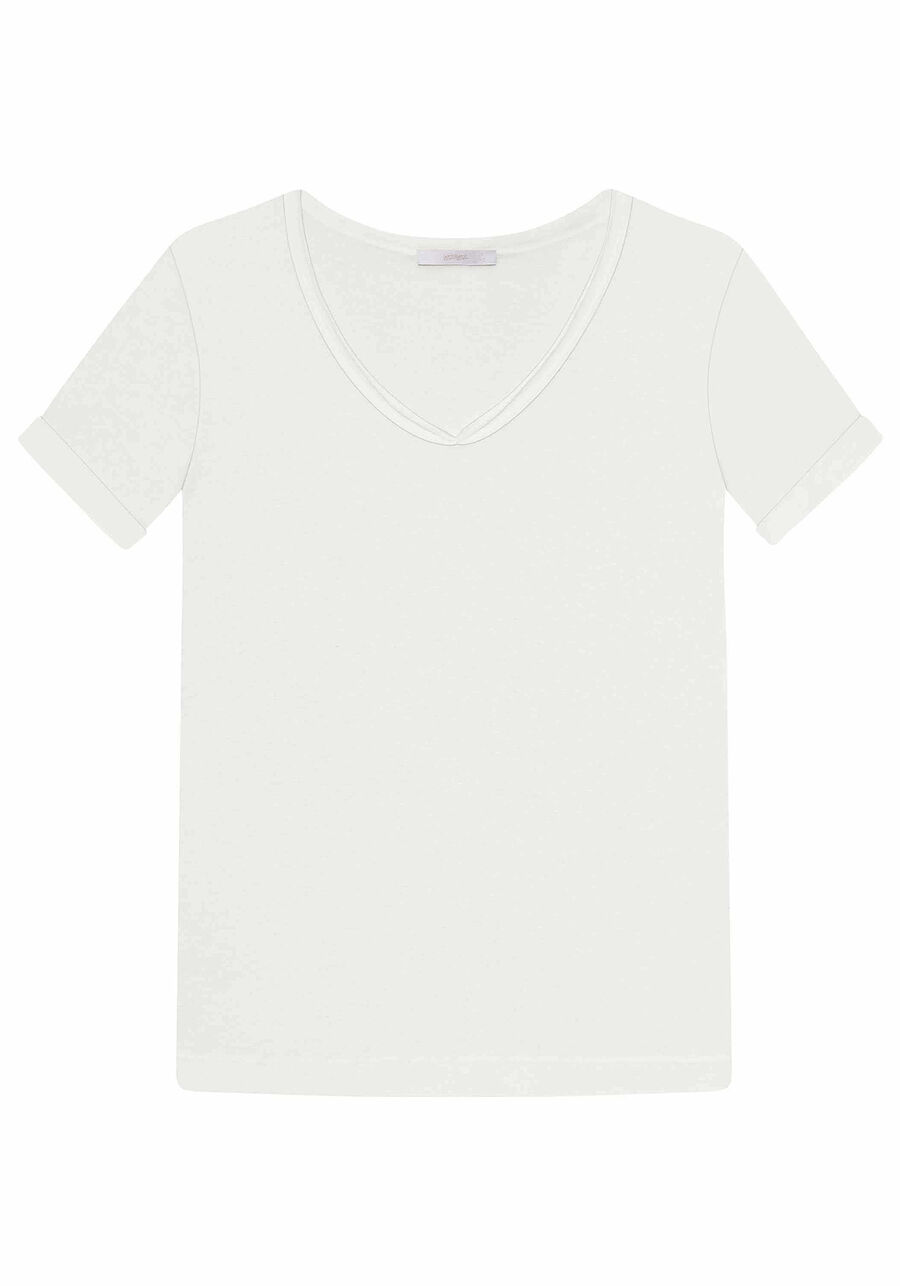Blusa Decote V Less is More Branco Off White, , large.