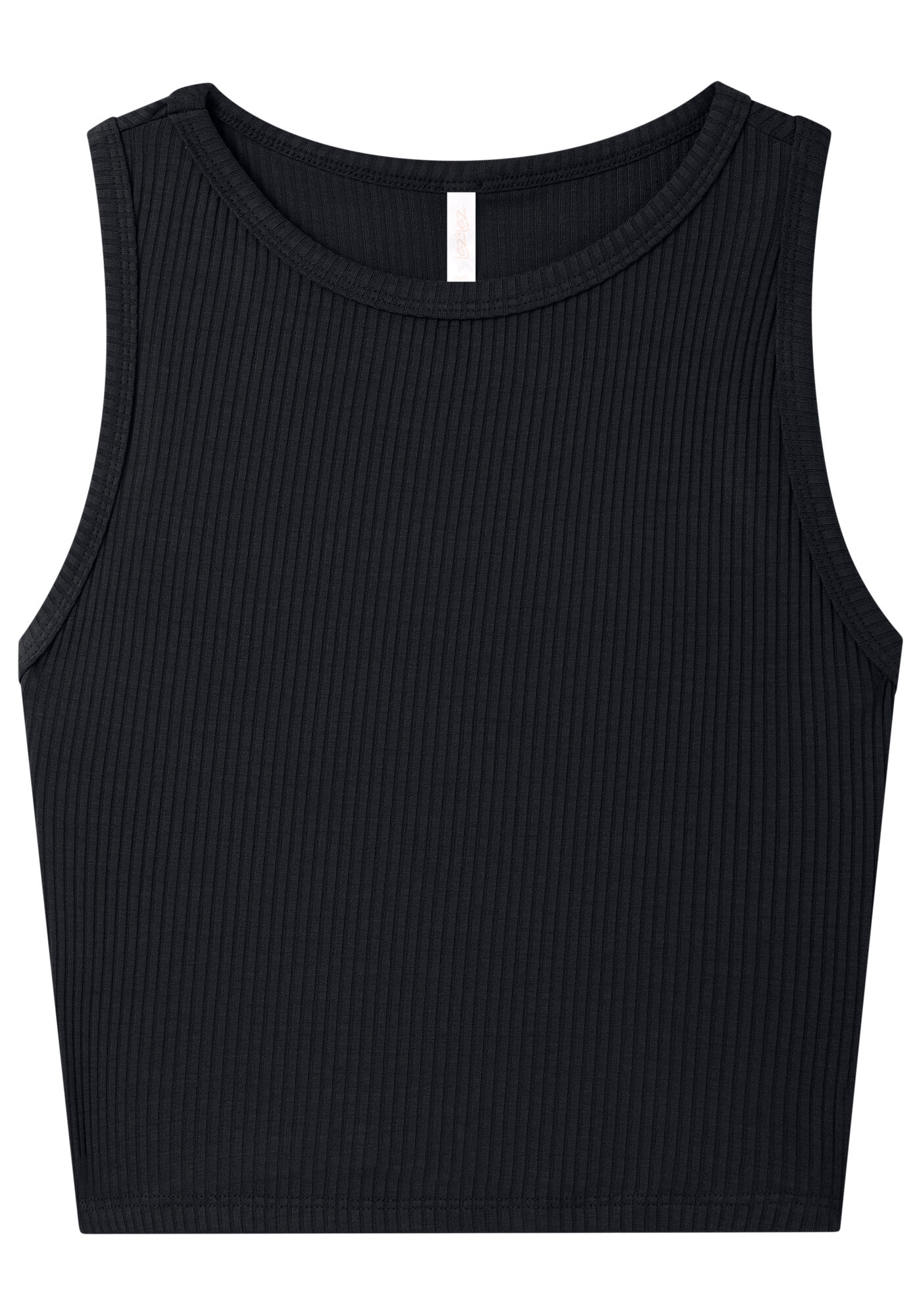 Regata Cropped em Malha Canelada B&aacute;sica, , large.