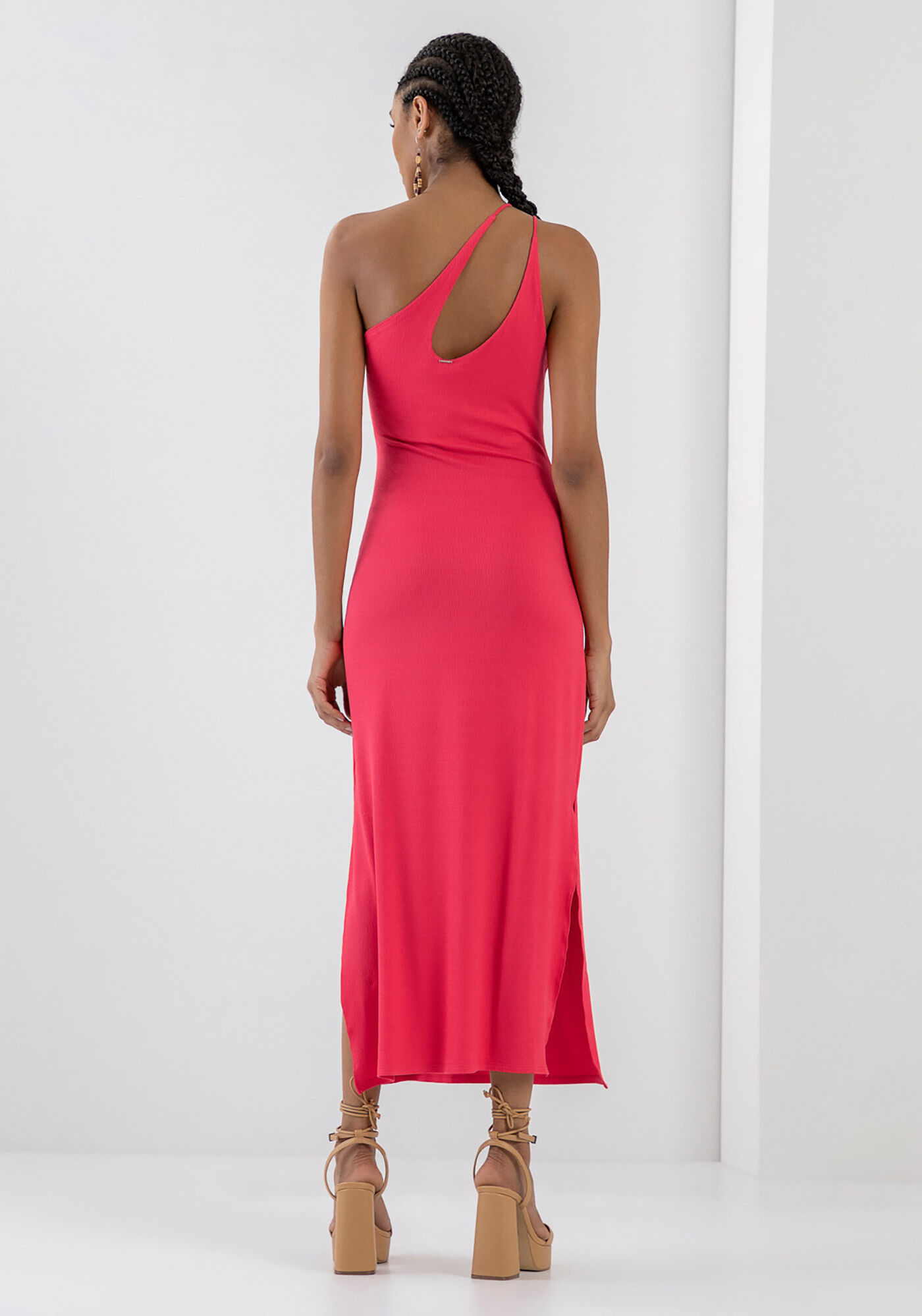 Vestido Midi em Malha com Decote Ombro S&oacute;, , large.