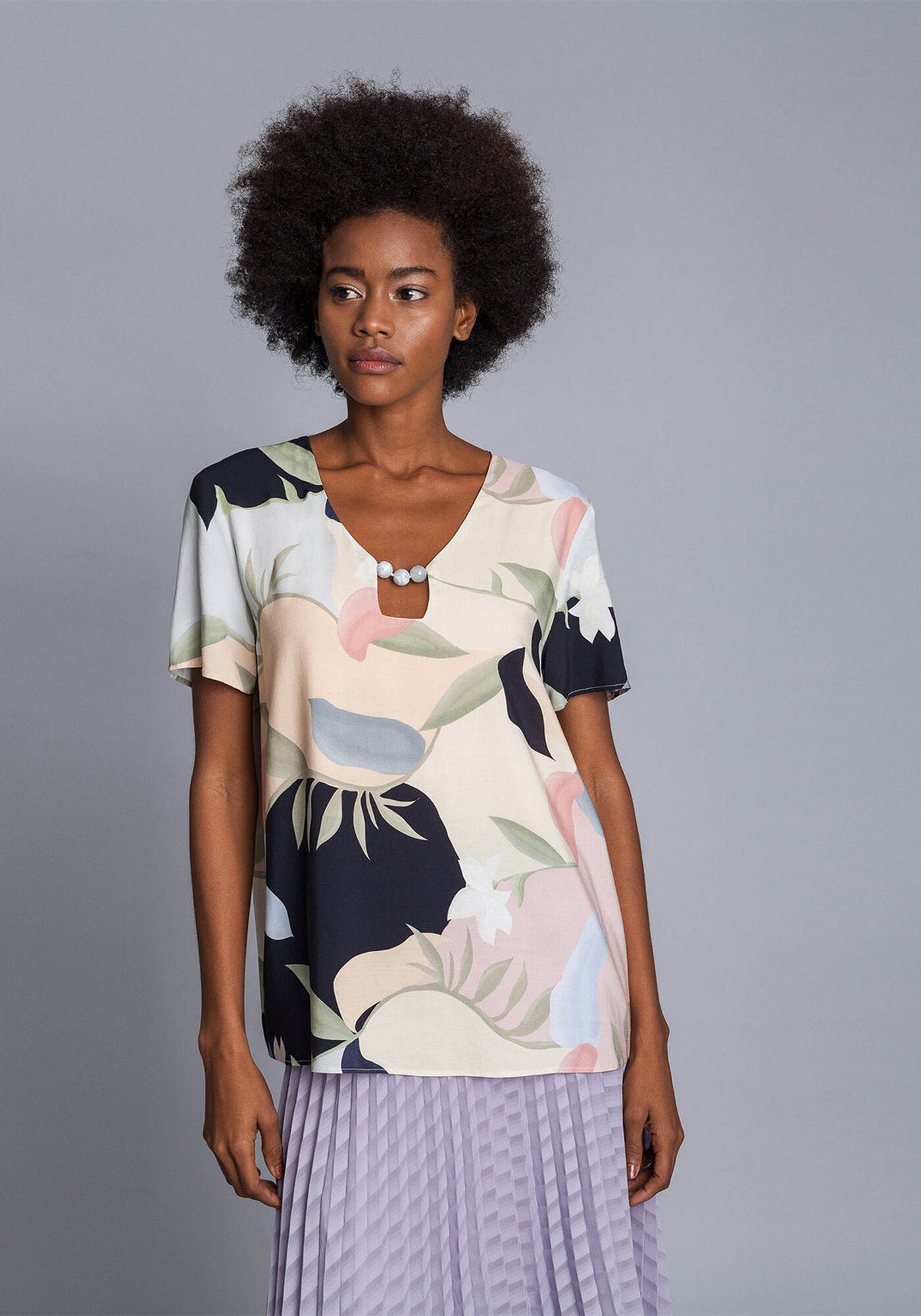 Blusa Estampada Recorte, , large.