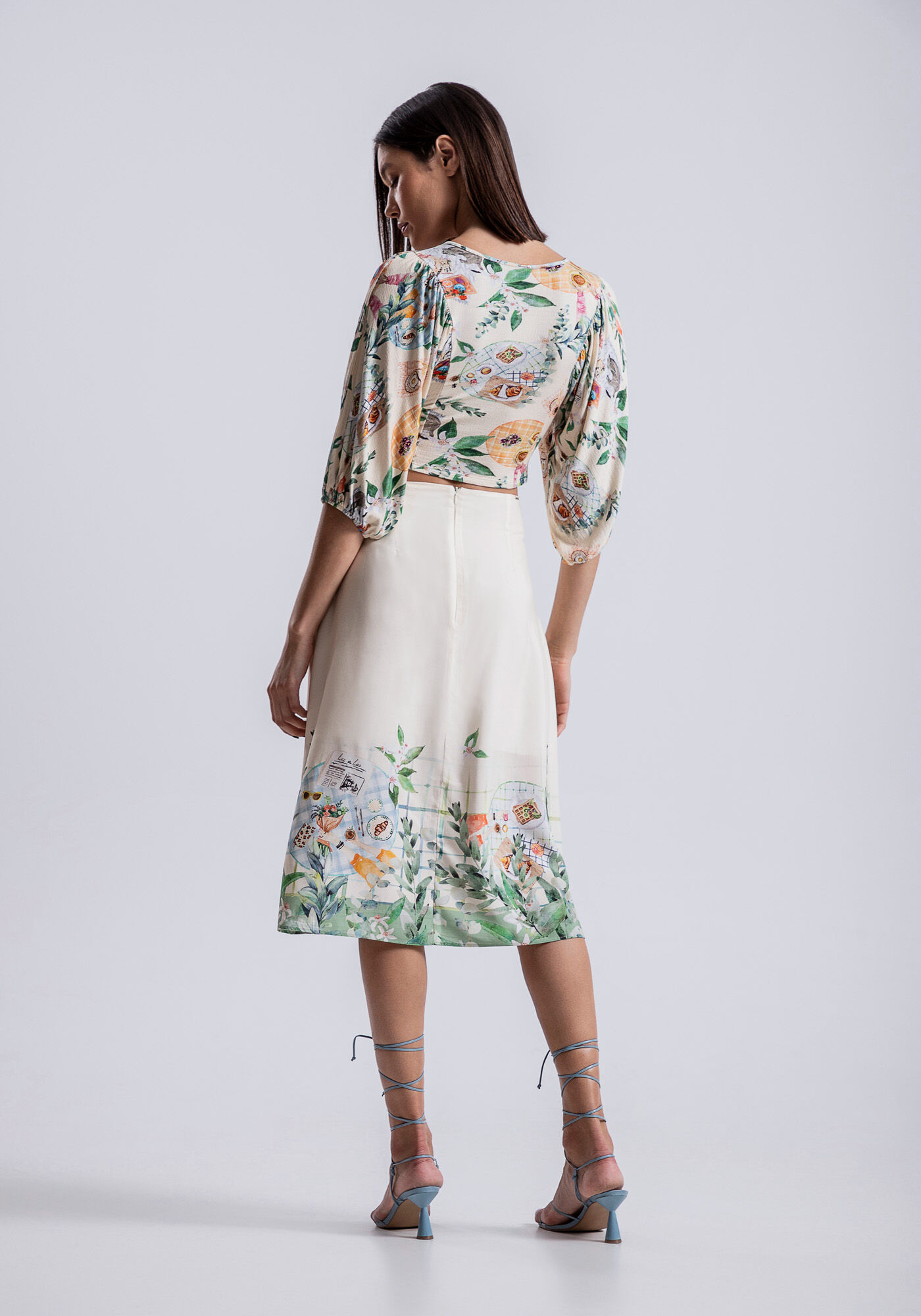 Blusa Cropped em Malha com Franzido Mangas, , large.