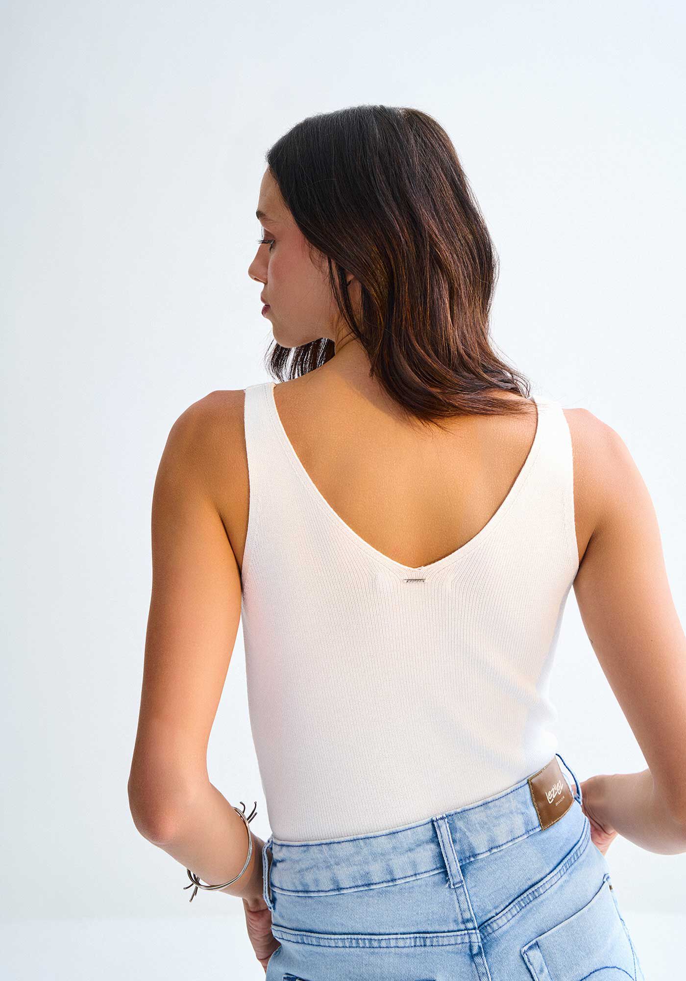 Regata em Tric&ocirc; com Decote V Basic, , large.