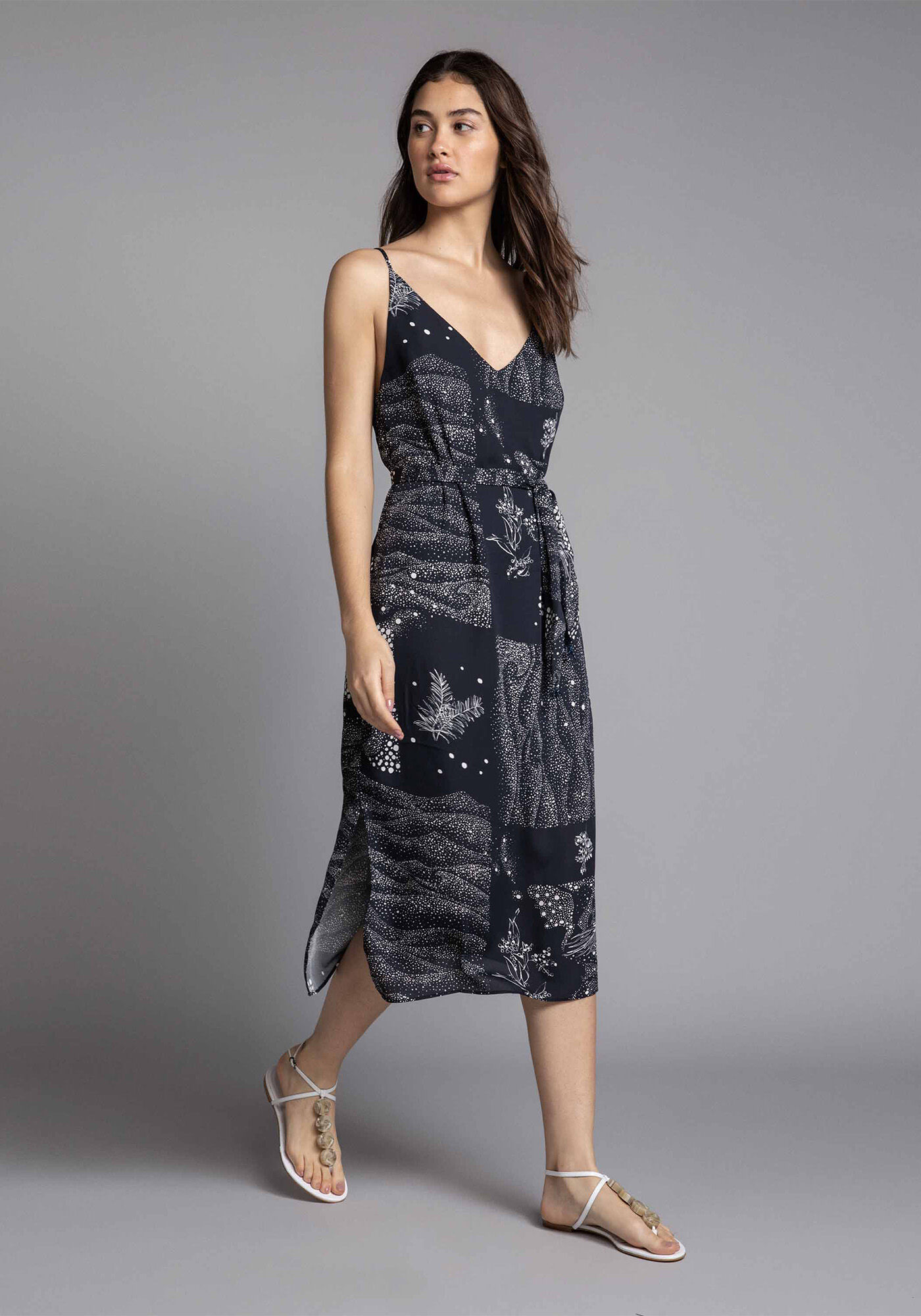 Vestido M&iacute;di Estampado com Cinto, , large.