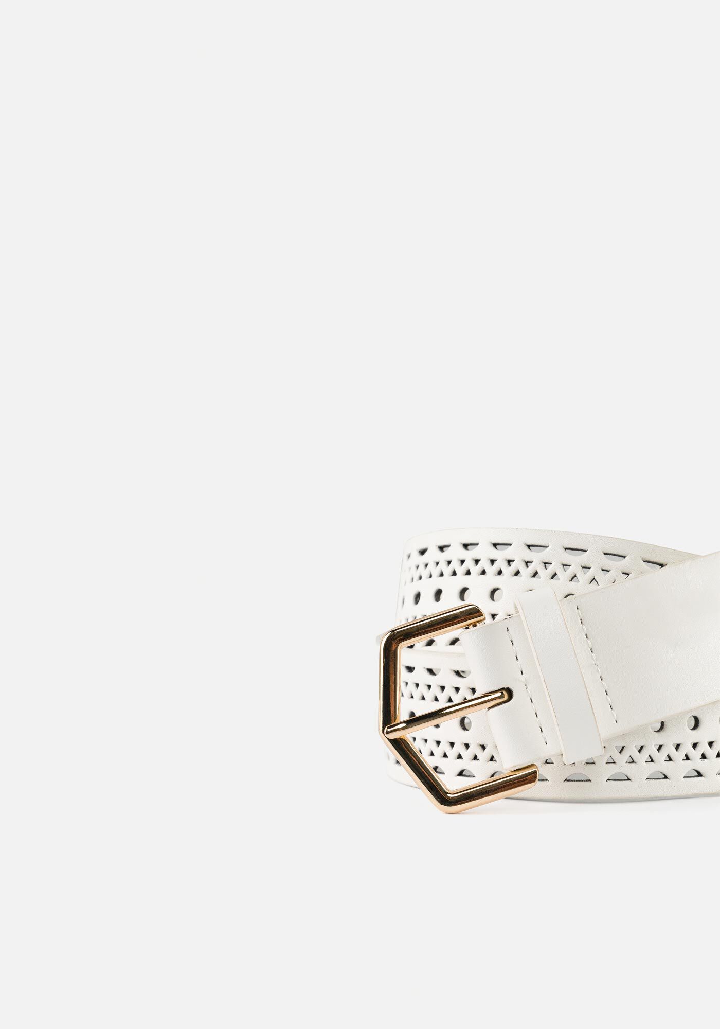 Cinto De Cintura Vazado Com Fivela, BRANCO, large.