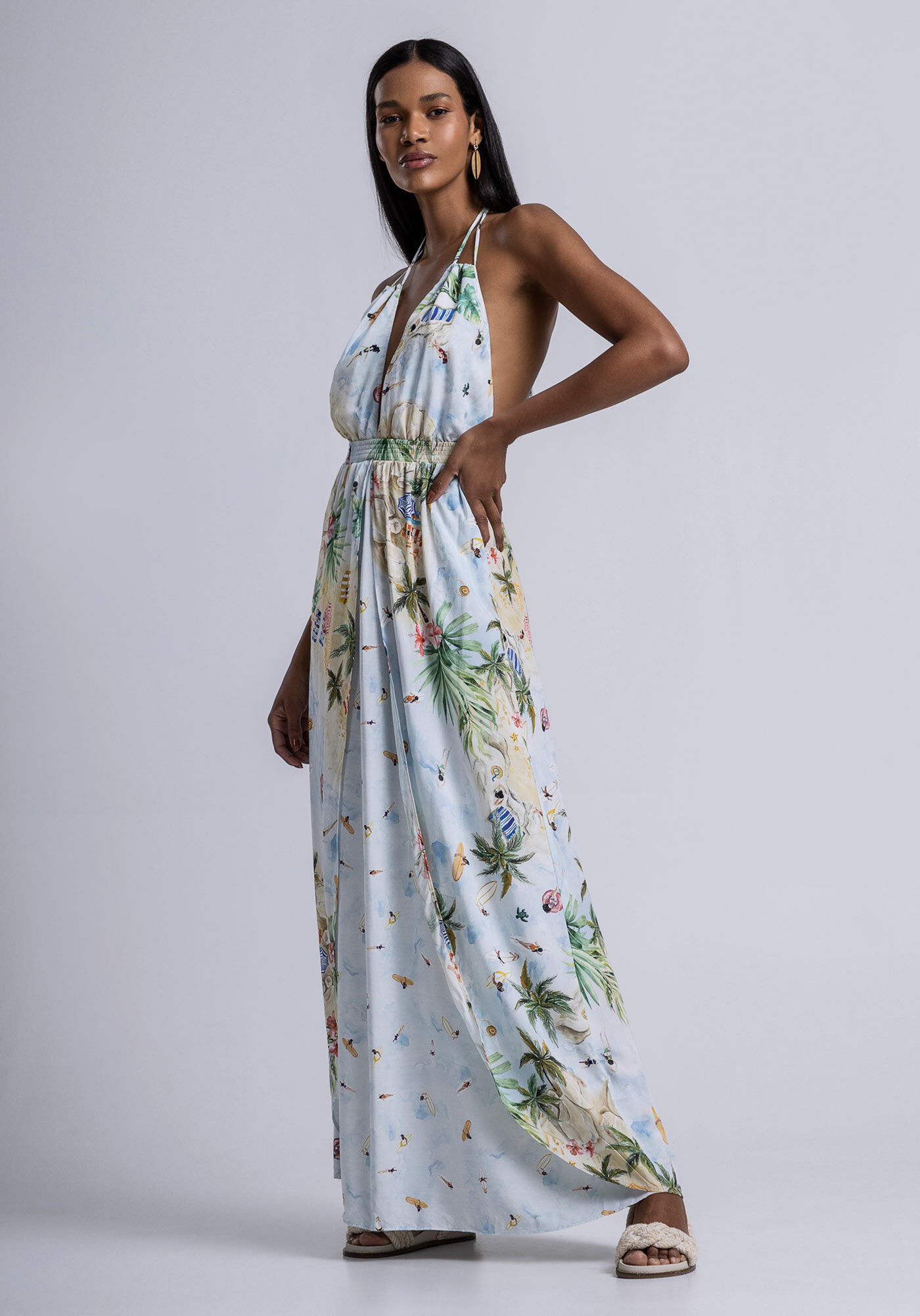 Vestido longo frente única top