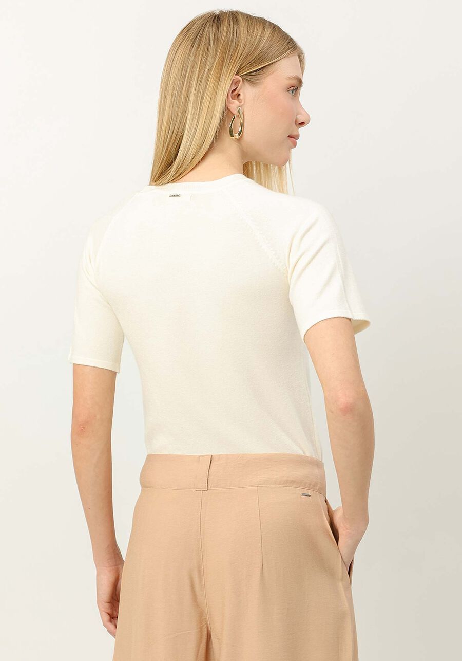 Blusa em Tricô com Manga Curta, . Blusa em Tricô com Manga Curta, , large.