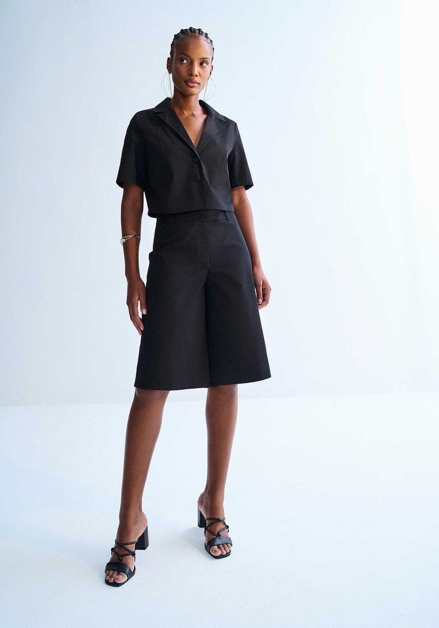 Bermuda Sarjada Alfaiataria, PRETO REATIVO. Bermuda Sarjada Alfaiataria, PRETO REATIVO, large.