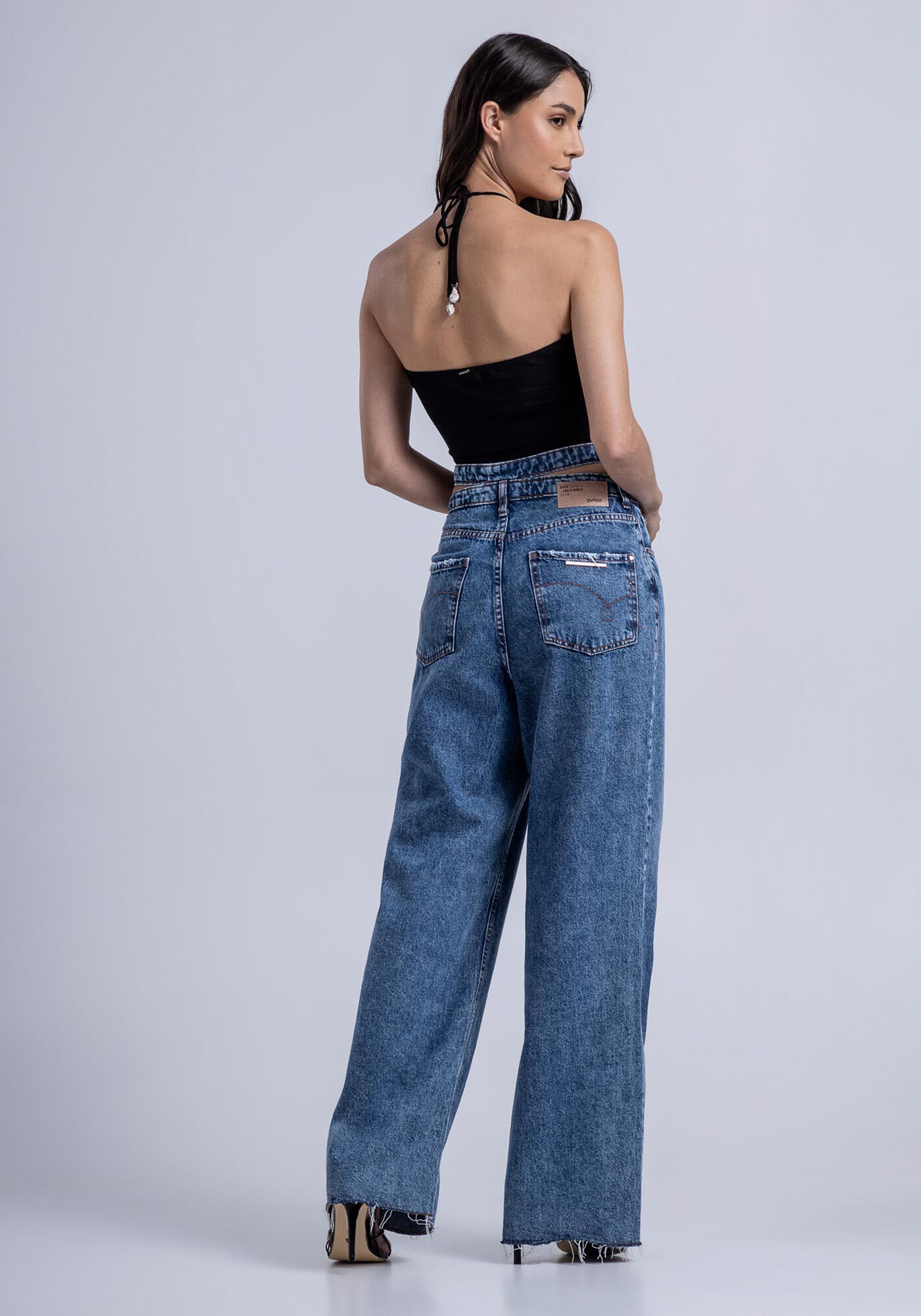 Blusa Frente &Uacute;nica Cropped Canelada com Cut Out, , large.