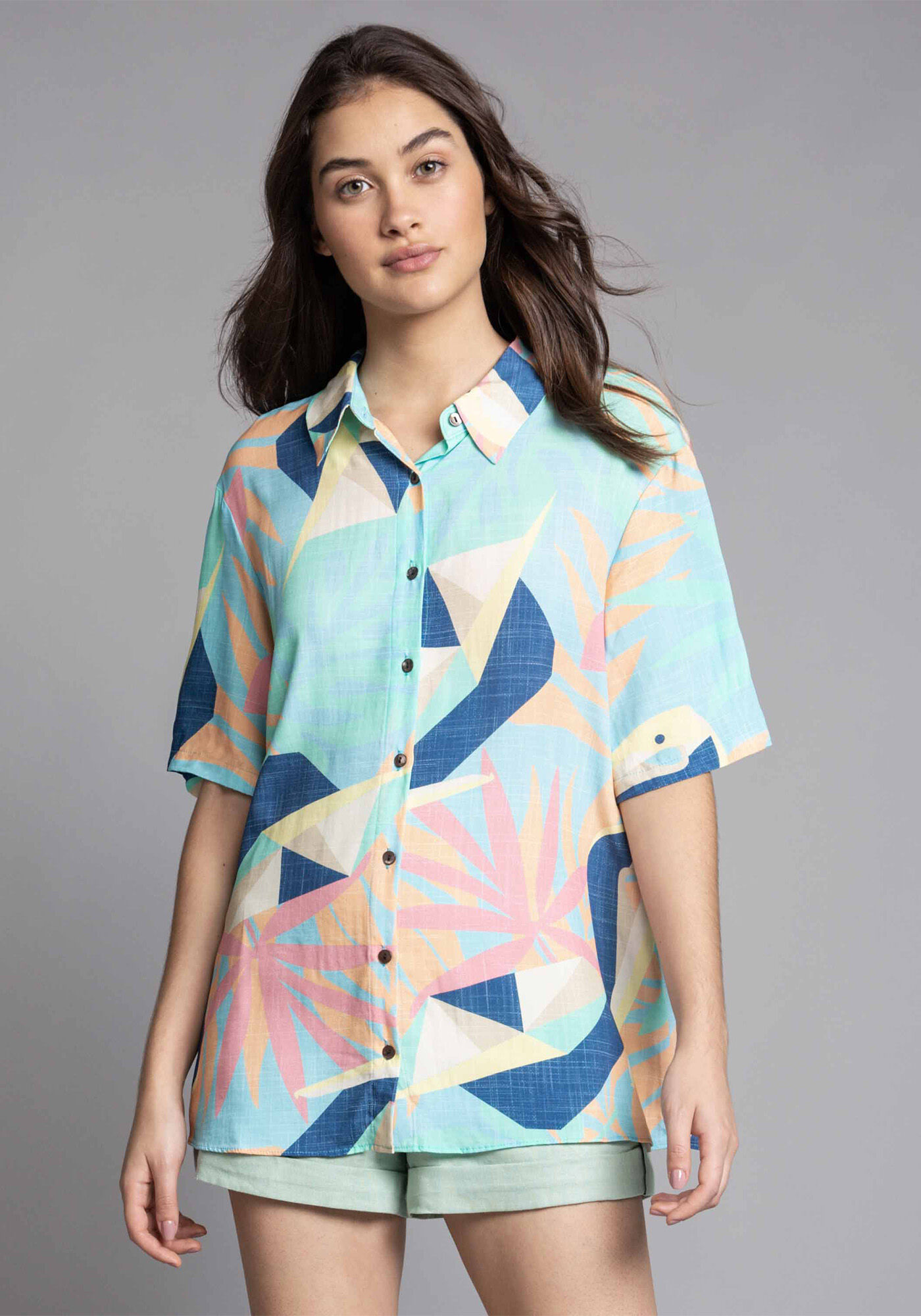 Camisa Manga Curta Estampa, , large.