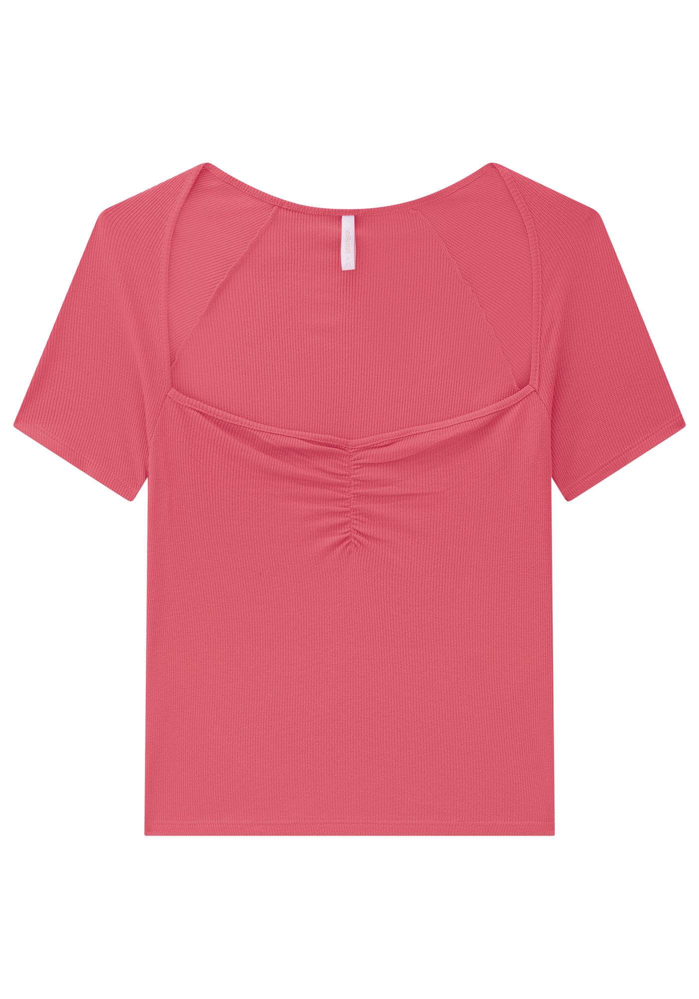 Blusa Manga Curta Canelada com Franzido Busto, , large.