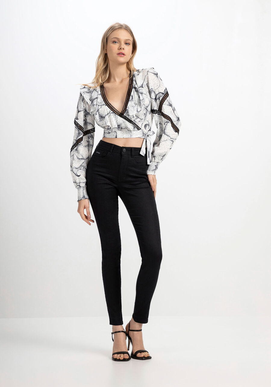 Calça Sarja Skinny Preta com Cintura Super Alta, . Calça Sarja Skinny Preta com Cintura Super Alta, , large.