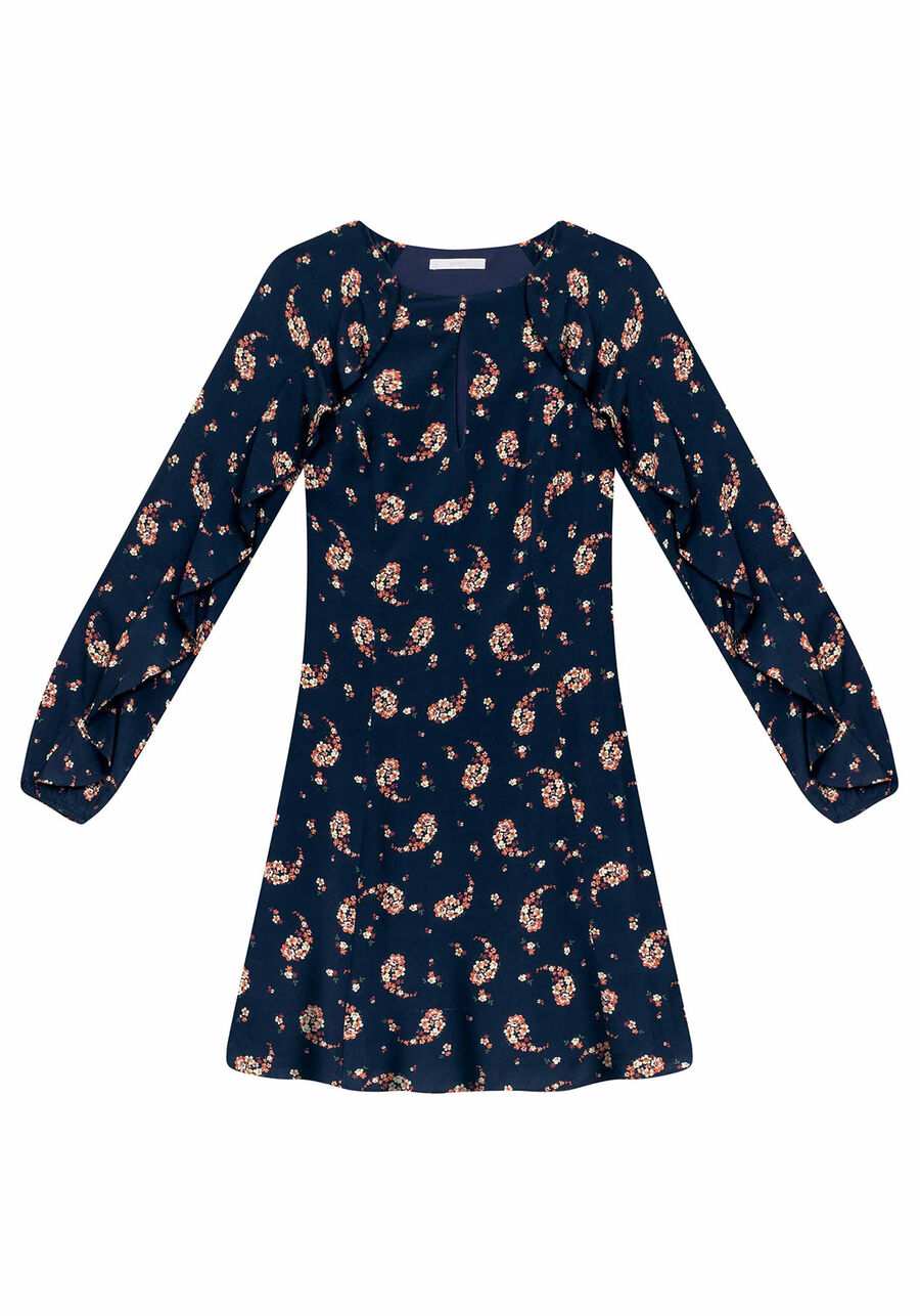 Vestido Manga Longa Estampado Tecido, . Vestido Manga Longa Estampado Tecido, , large.