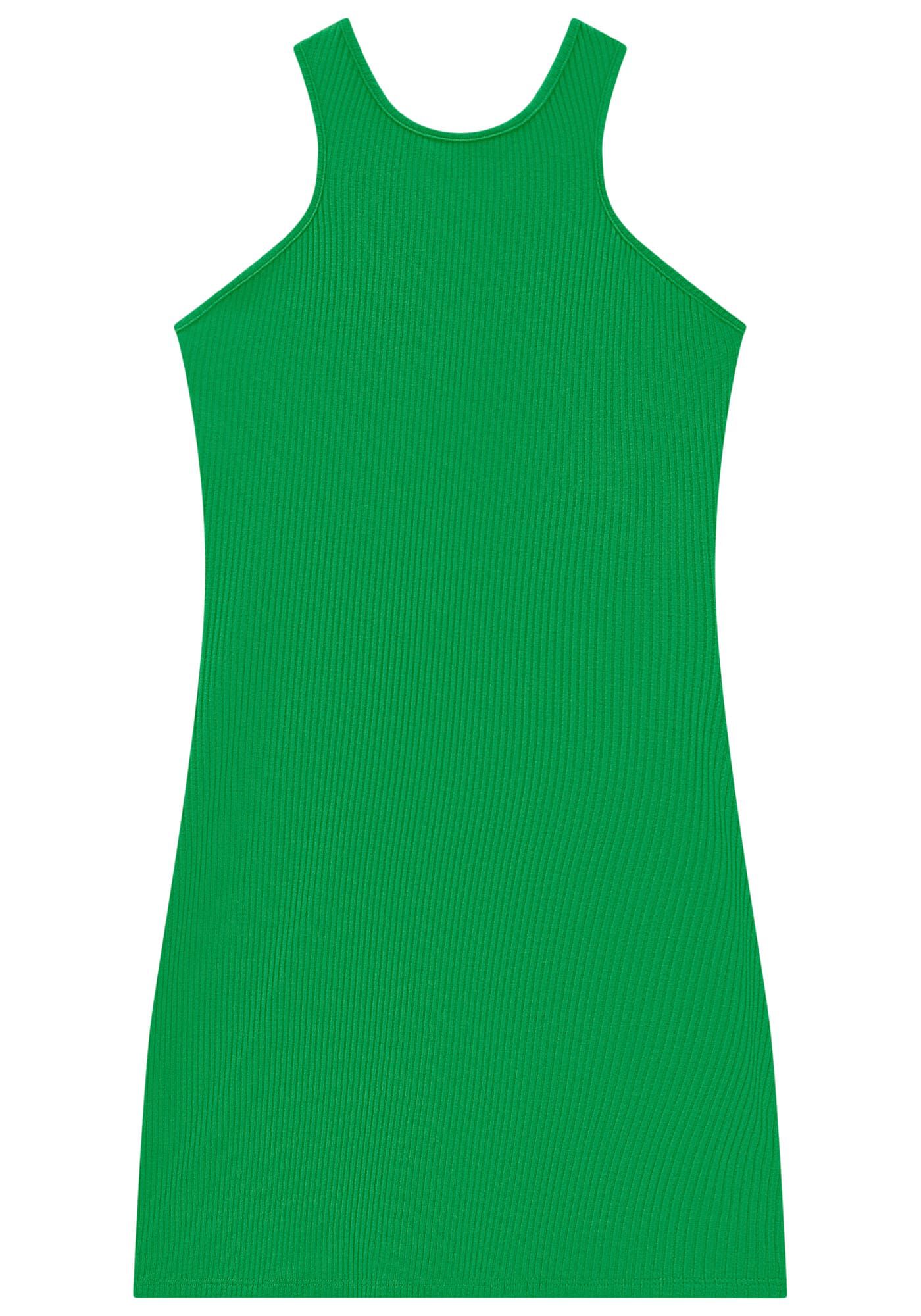 Vestido Curto Canelado com Decote Cruzado, , large.