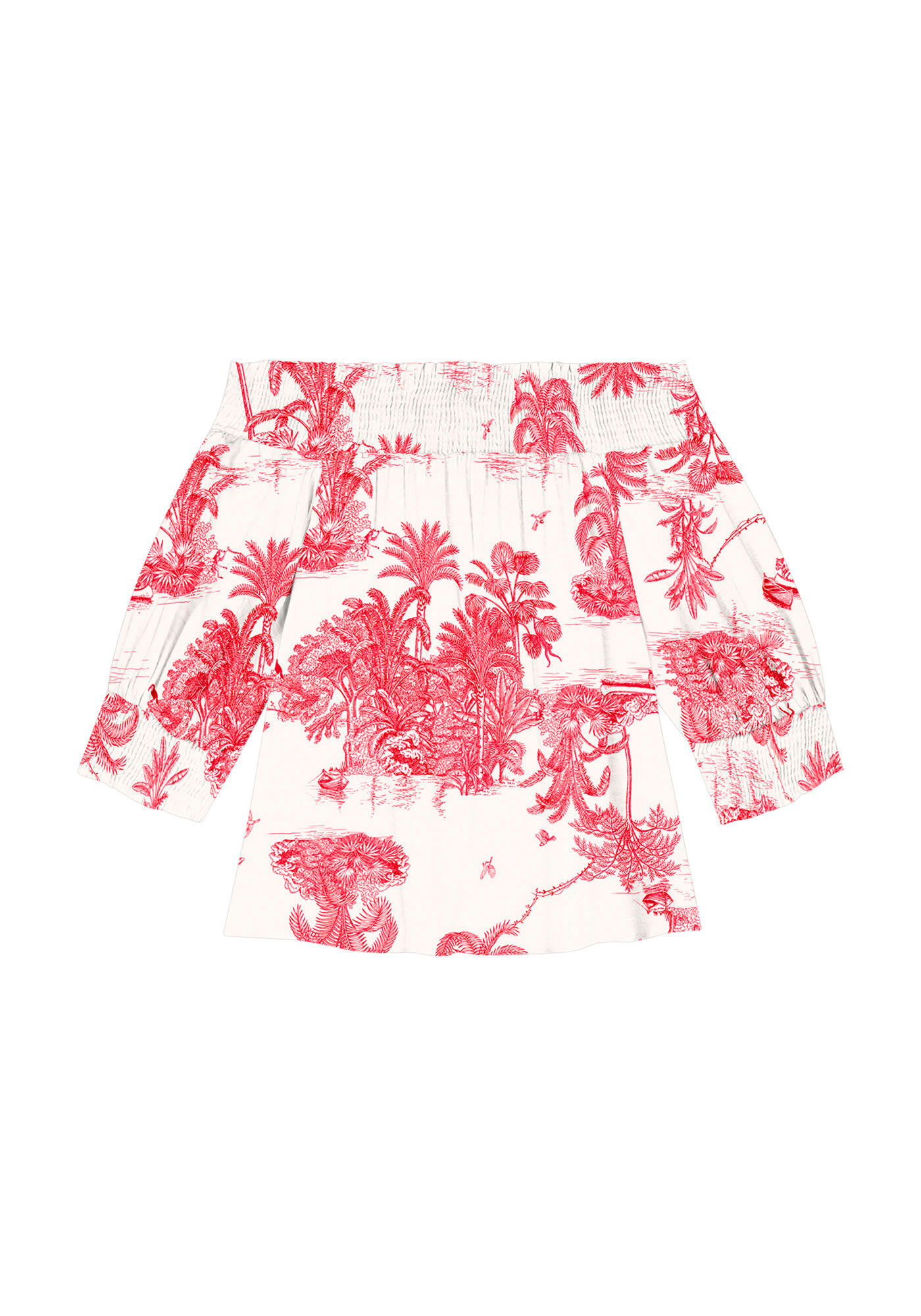 Blusa Ombro a Ombro em Viscose Estampada, , large.