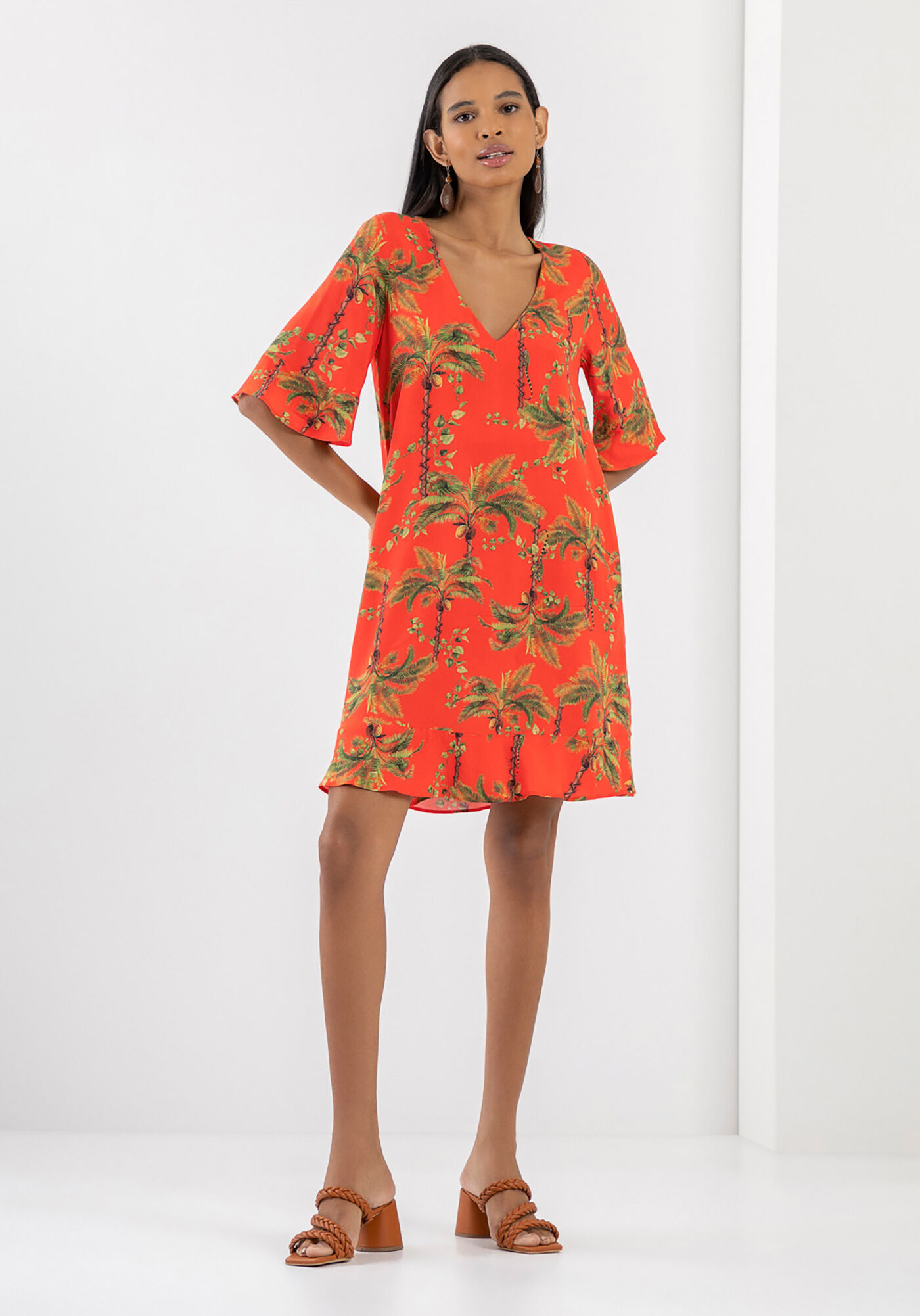 Vestido jeans manga flare on sale