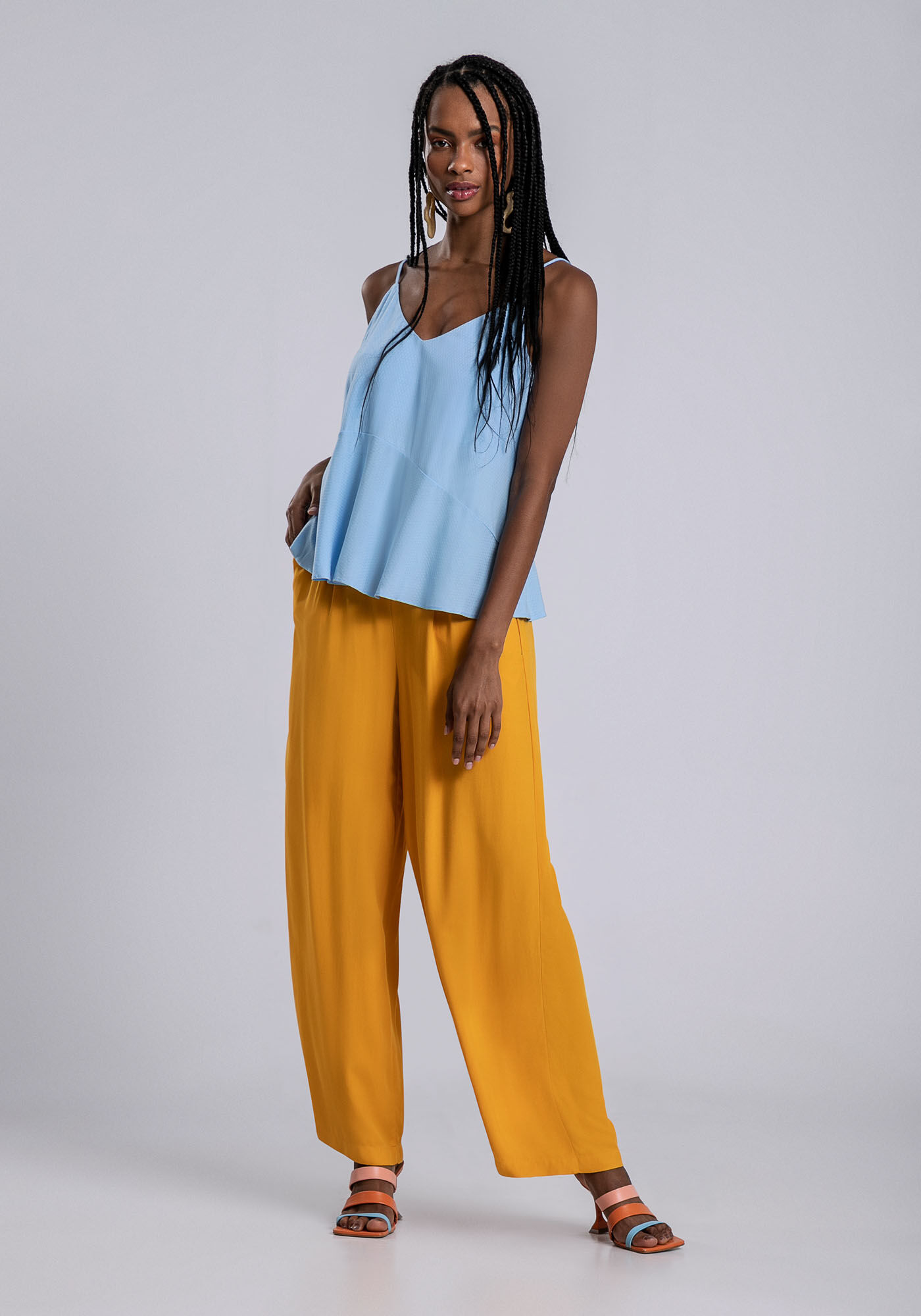 Blusa Al&ccedil;a Fina com Recorte Cores, AZUL ALMA, large.