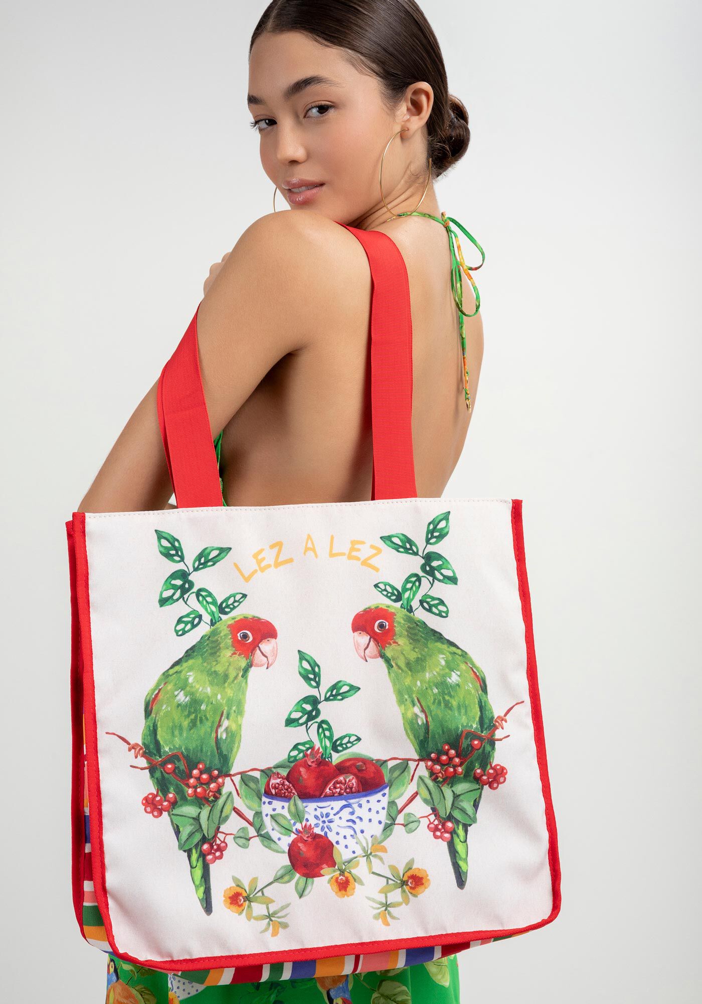 Bolsa de Praia Grande em Tecido Estampada, HABITAT, large.