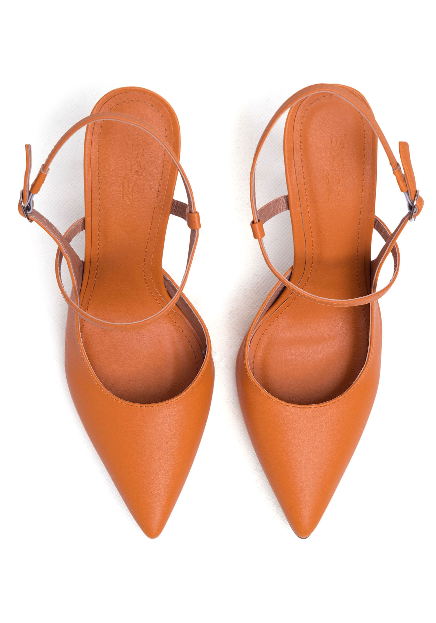 Scarpin Salto Fino Slingback, LARANJA CAJA. Scarpin Salto Fino Slingback, LARANJA CAJA, large.