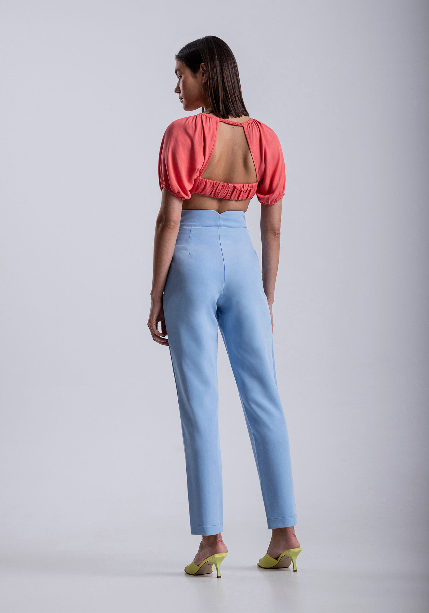 Blusa Cropped em Viscose com Manga Bufante, , large.